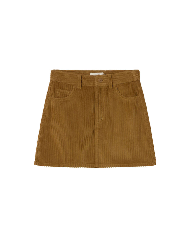 Falda mini pana marrón Kimmy sostenible silueta - 1