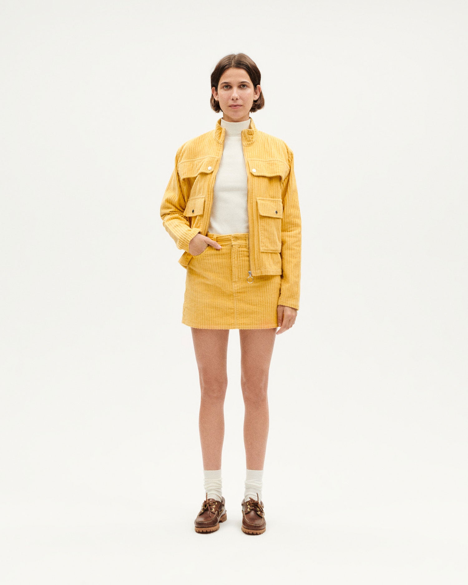 Jupe jaune mini velours côtelé Kimmy