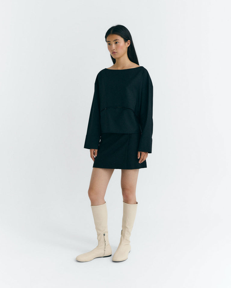 Falda mini lana fina Tania sostenible silueta - 3