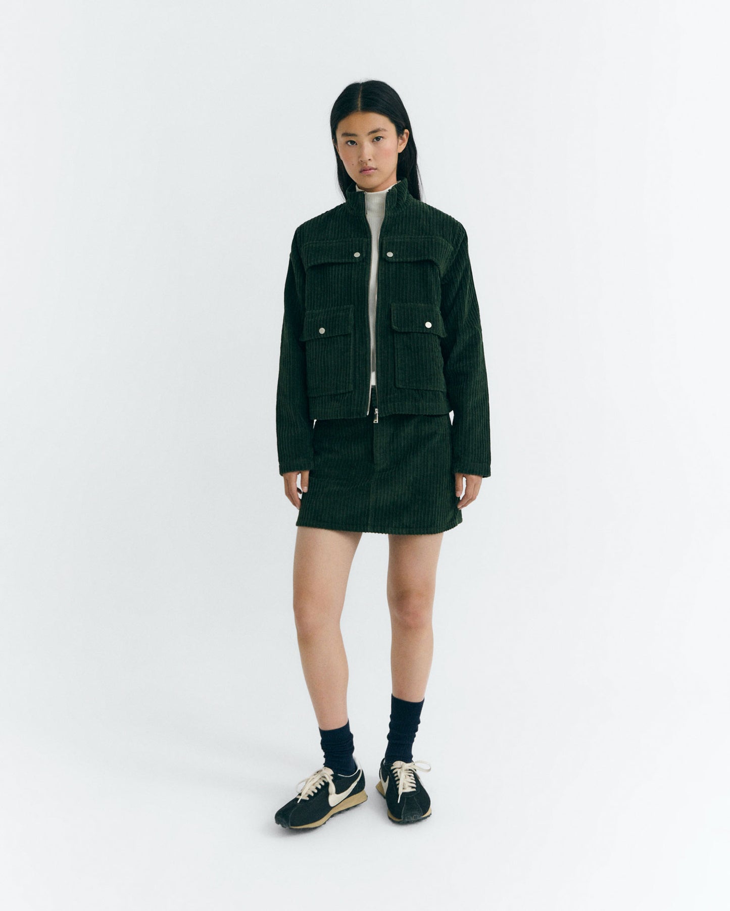 Falda mini pana verde Kimmy sostenible - 2