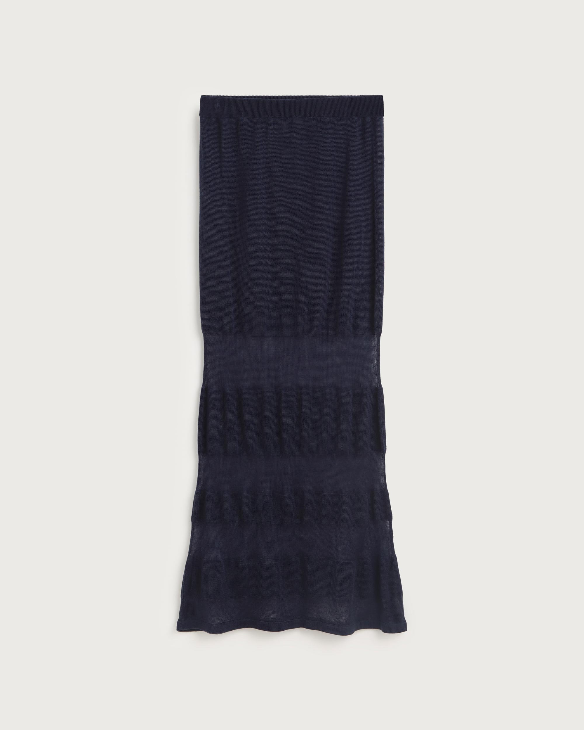 Falda larga rayas semitransparente navy Noira sostenible silueta - 1