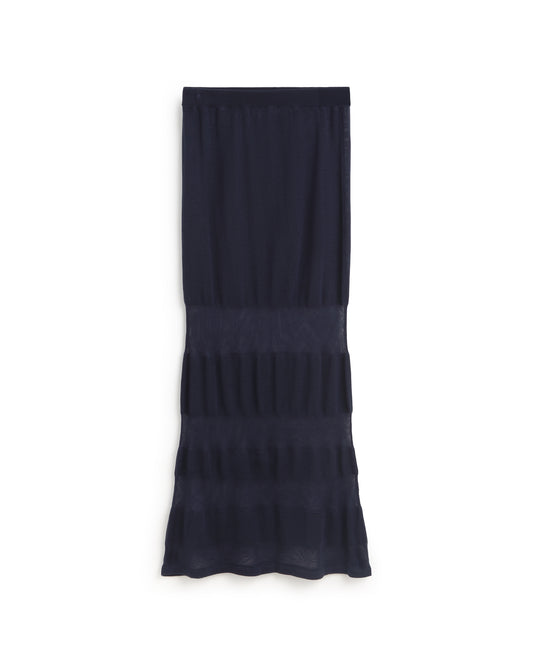Falda larga rayas semitransparente navy Noira sostenible silueta - 1