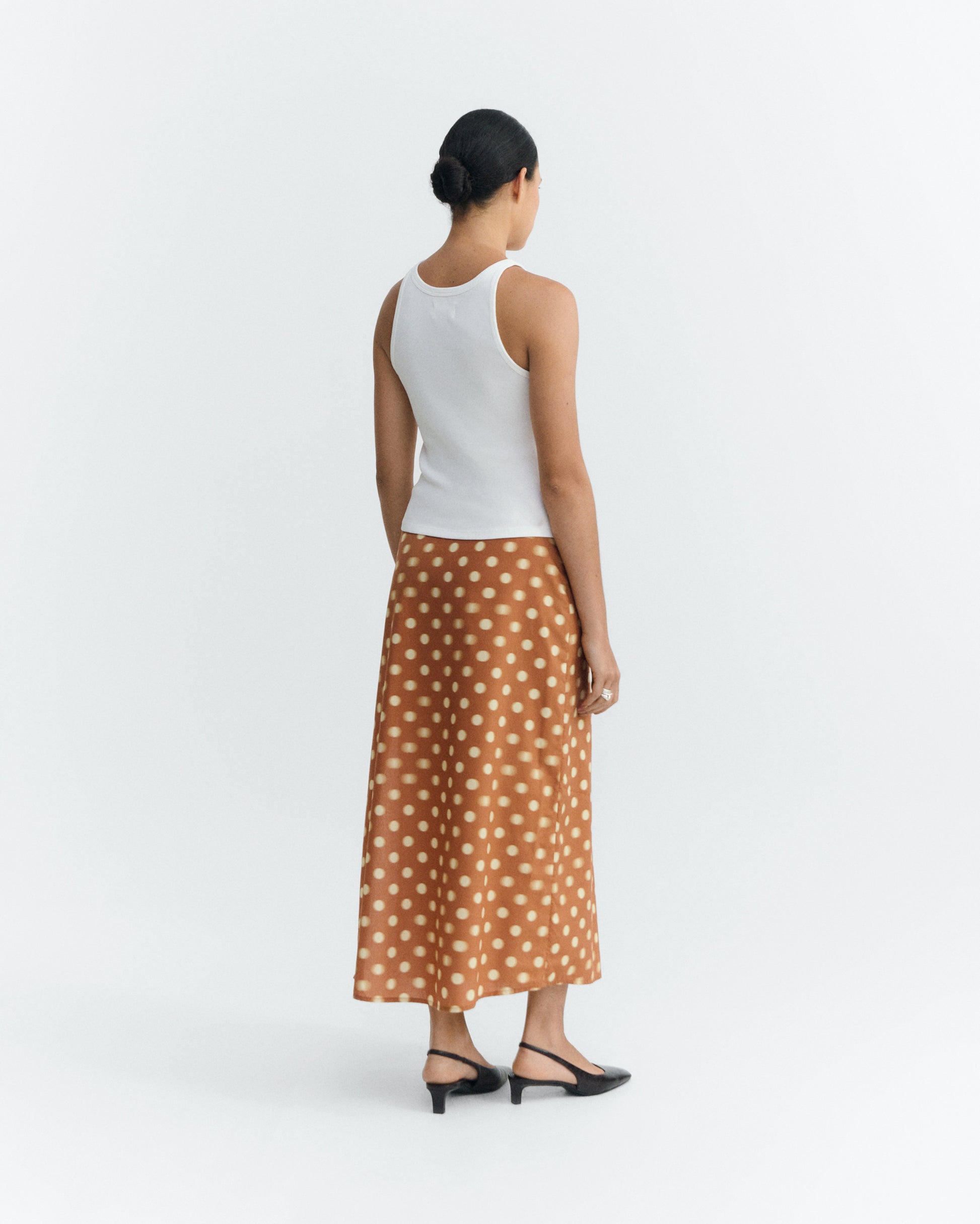 Falda midi lunares marrón Kora sostenible - 3