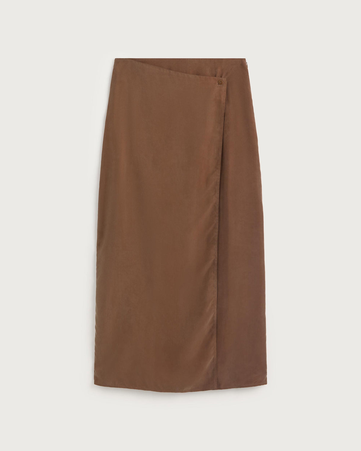 Falda larga marrón cupro Selina sostenible silueta - 1