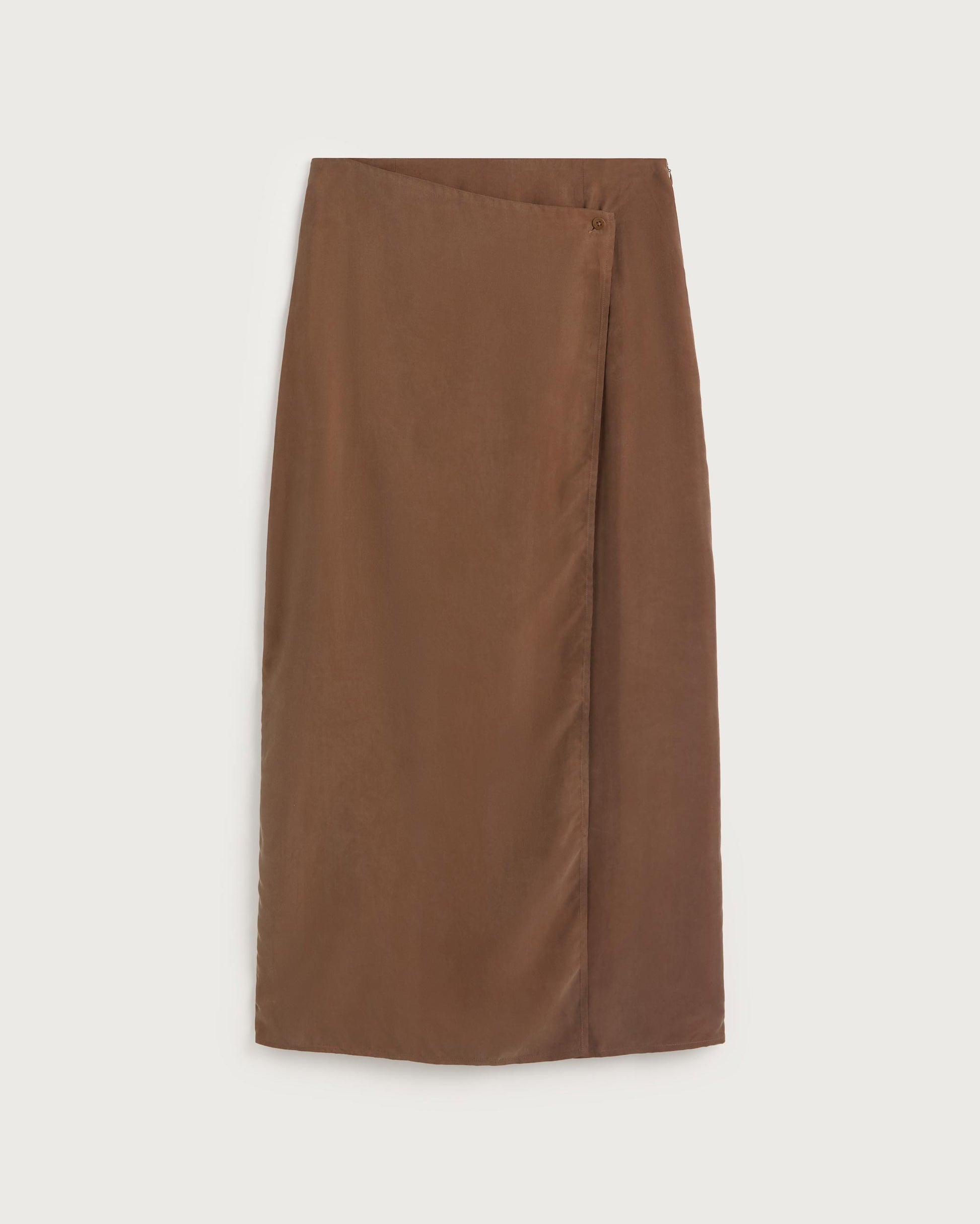 Falda larga marrón cupro Selina sostenible silueta - 1