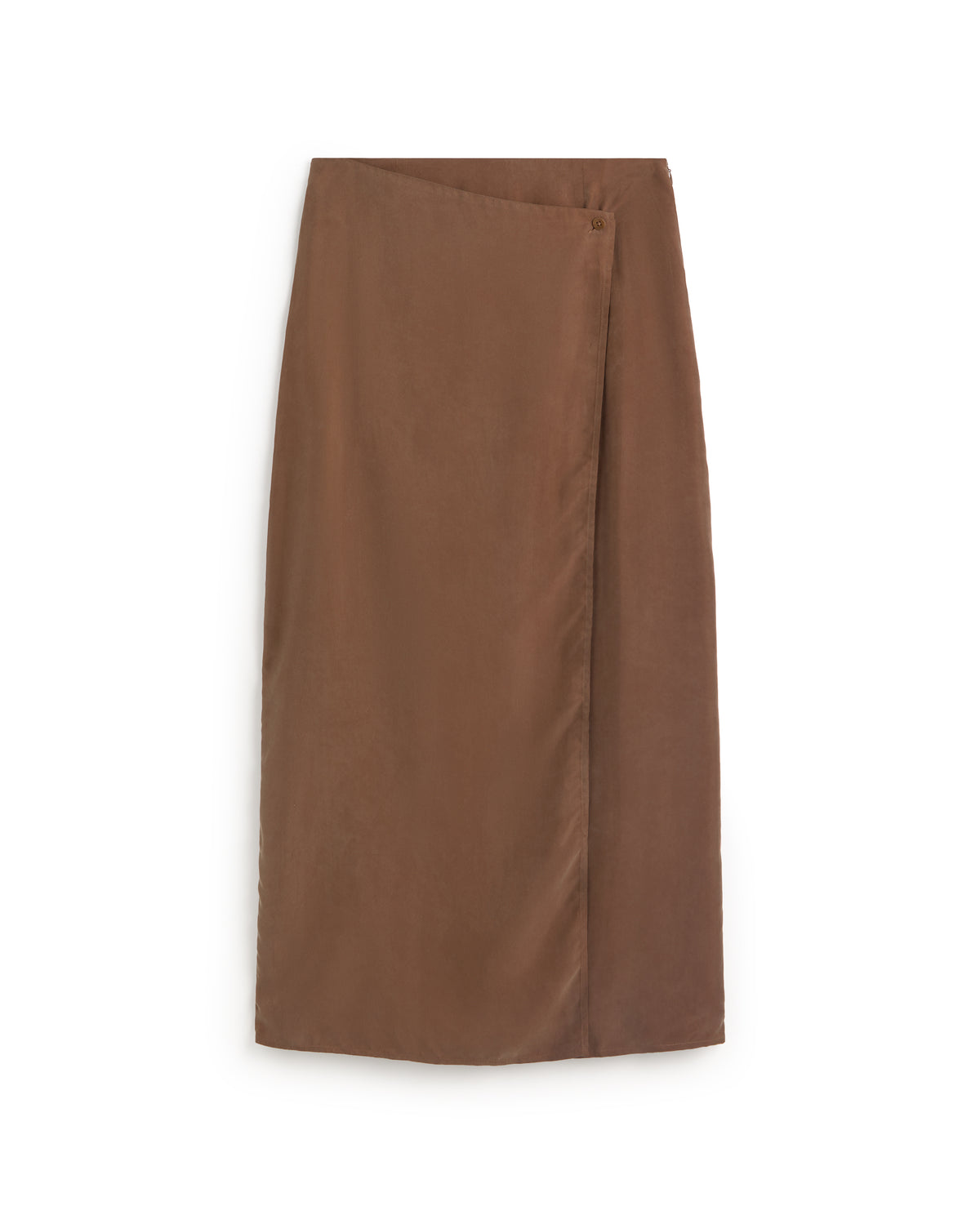 Falda larga marrón cupro Selina sostenible silueta - 1
