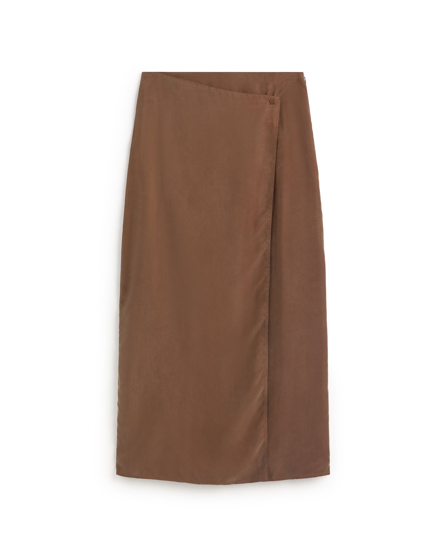 Falda larga marrón cupro Selina sostenible silueta - 1