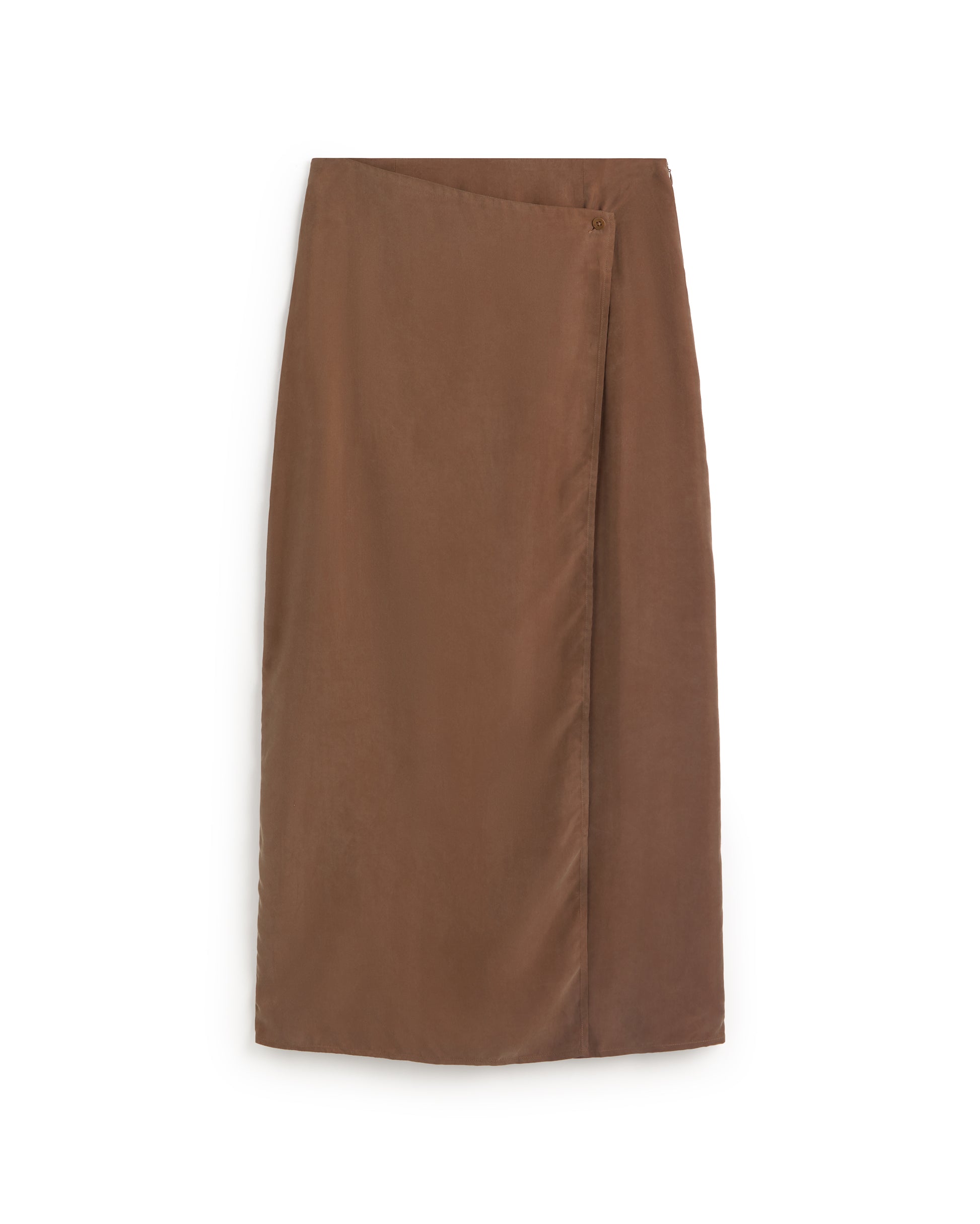 Falda larga marrón cupro Selina sostenible silueta - 1