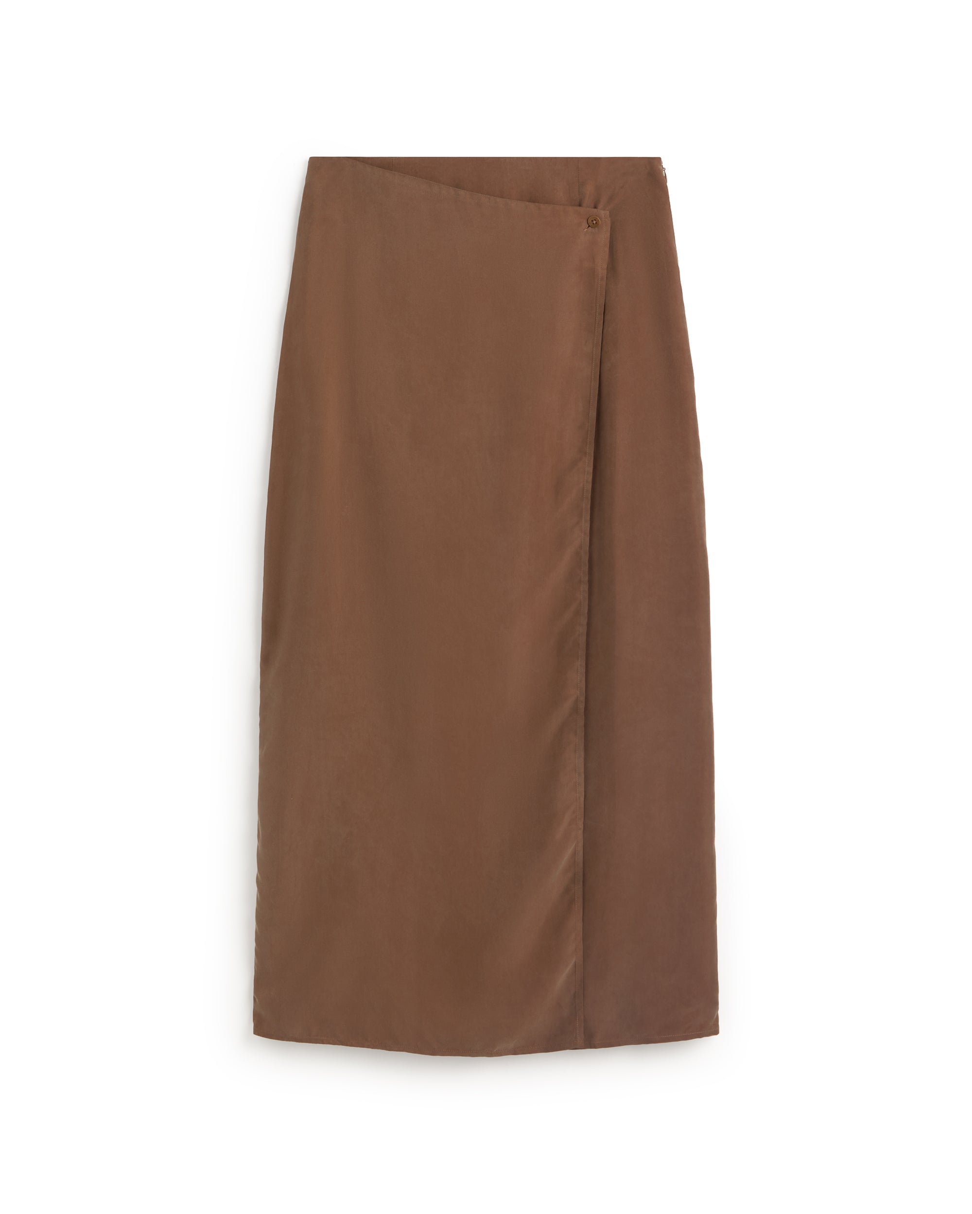 Falda larga marrón cupro Selina sostenible silueta - 1
