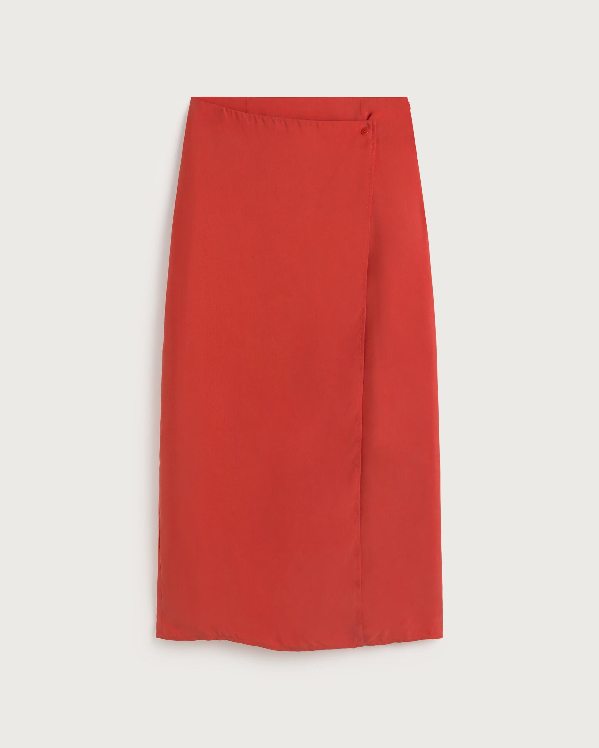 Falda larga roja cupro Selina sostenible silueta - 1