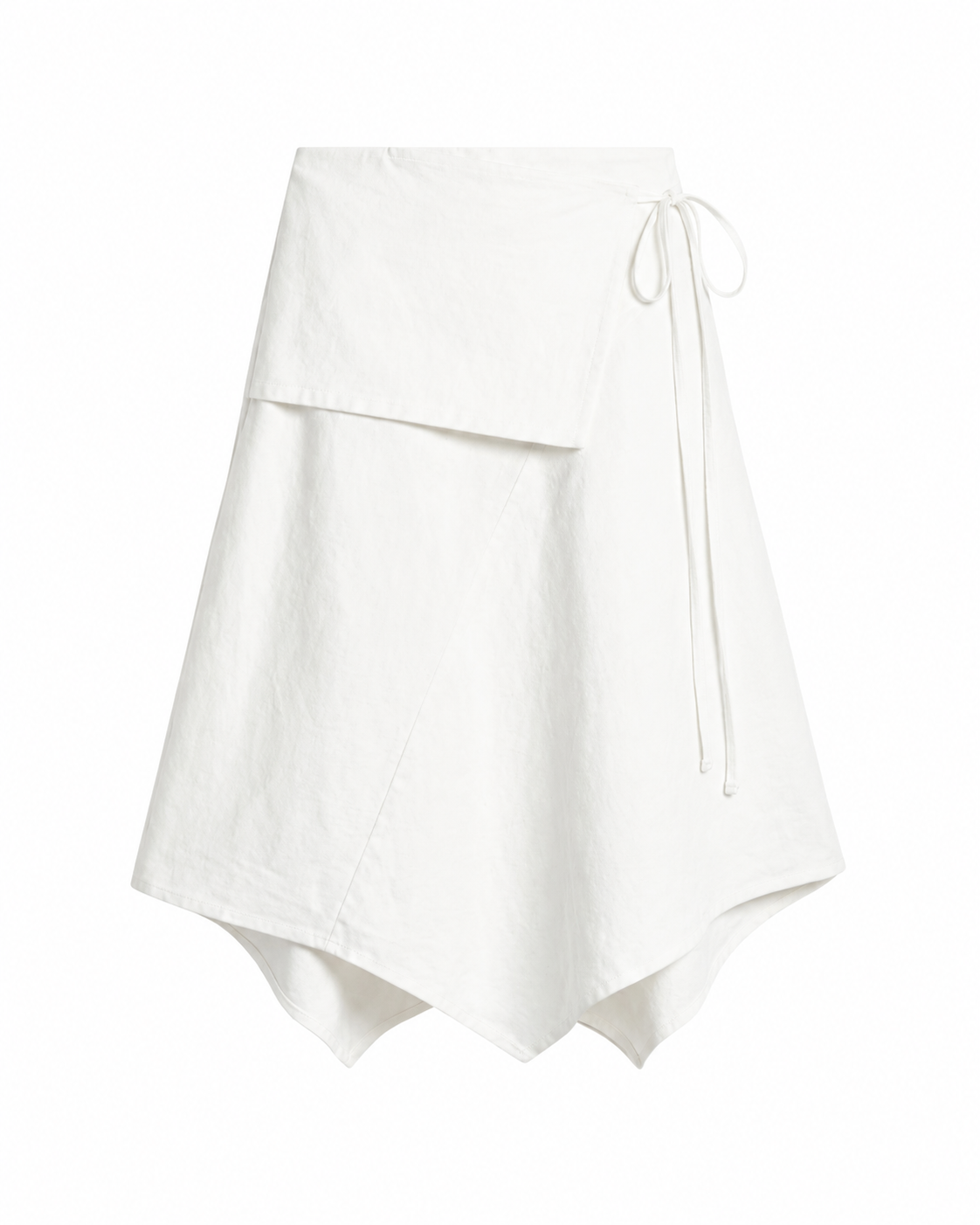 Falda midi con sobreposición frontal blanca Benita sostenible silueta - 1