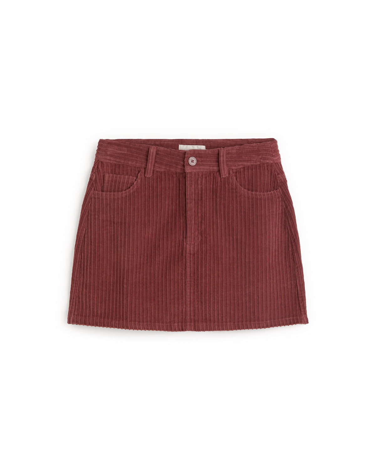 Falda mini pana roja Kimmy sostenible silueta - 1