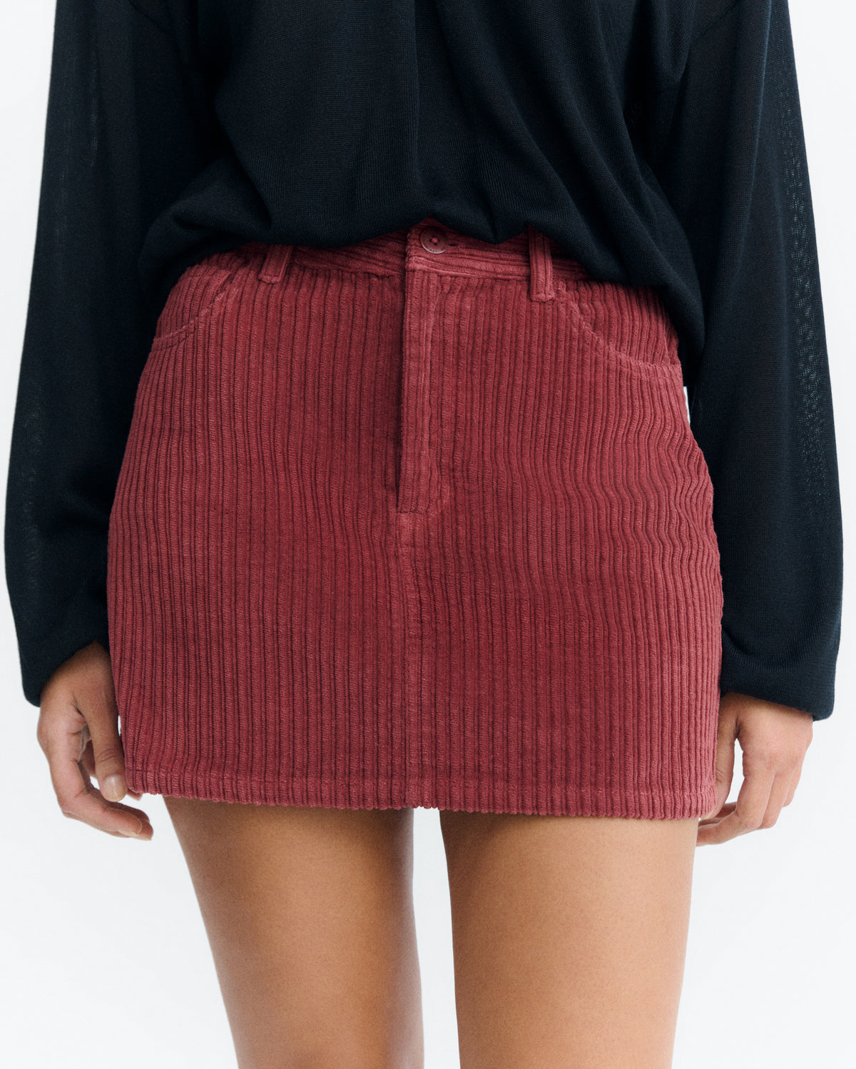Falda mini pana roja Kimmy sostenible - 3