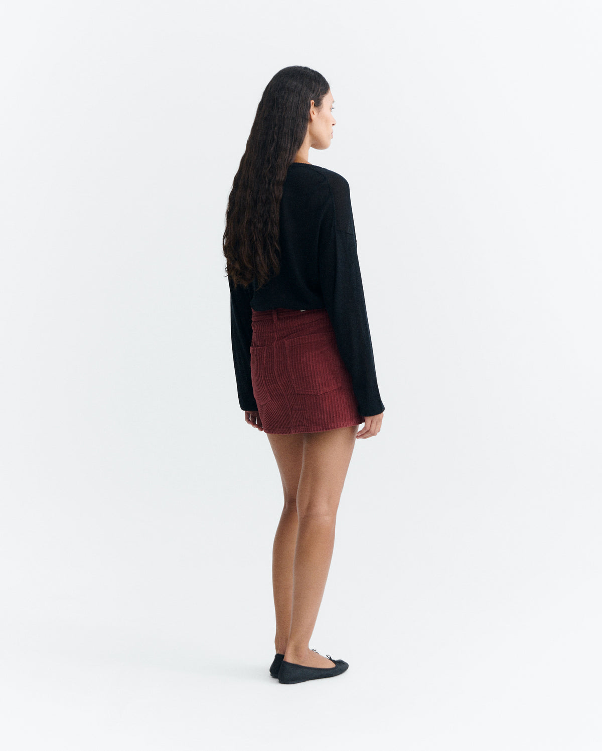 Falda mini pana roja Kimmy sostenible - 4