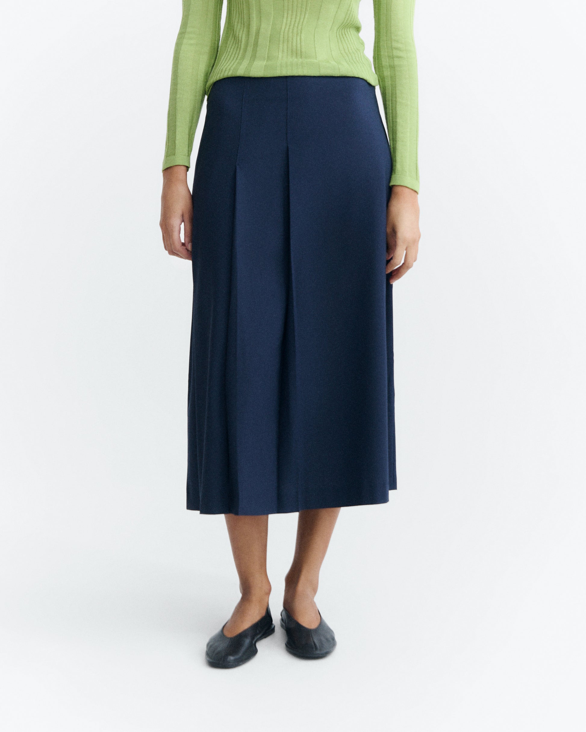 Falda midi lana fría navy Bahia sostenible - 2