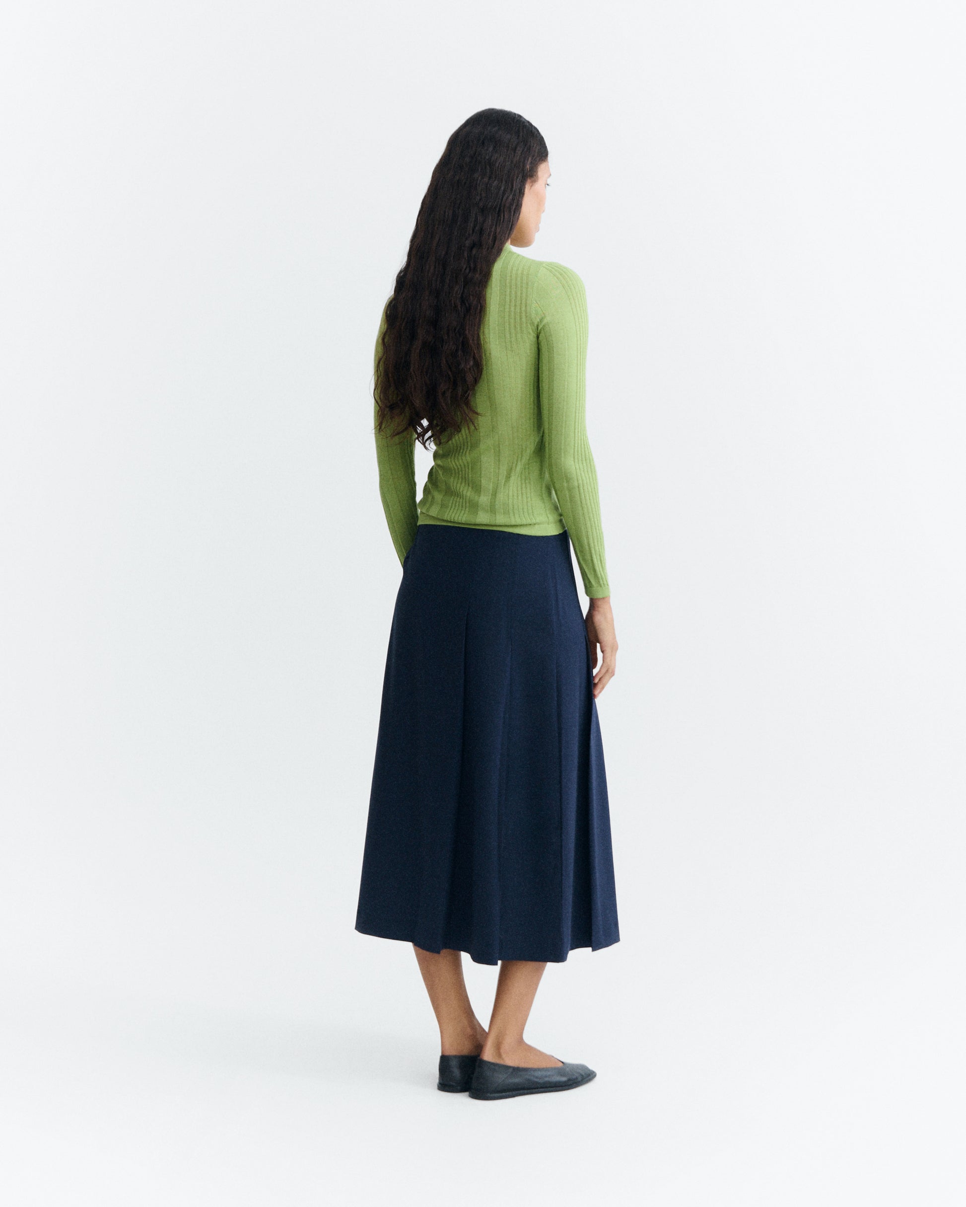 Falda midi lana fría navy Bahia sostenible - 3