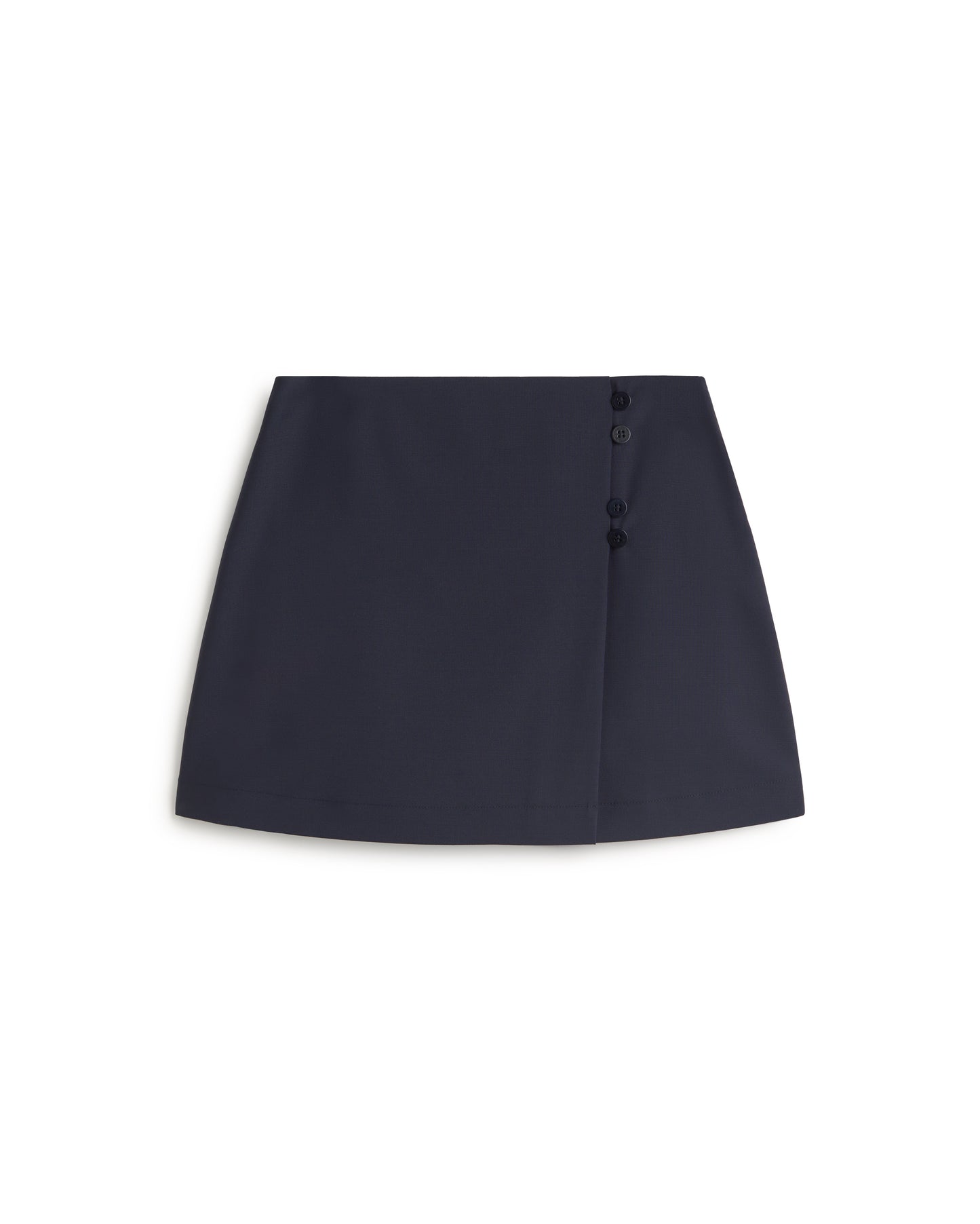 Falda mini lana fría navy Tania sostenible silueta - 1