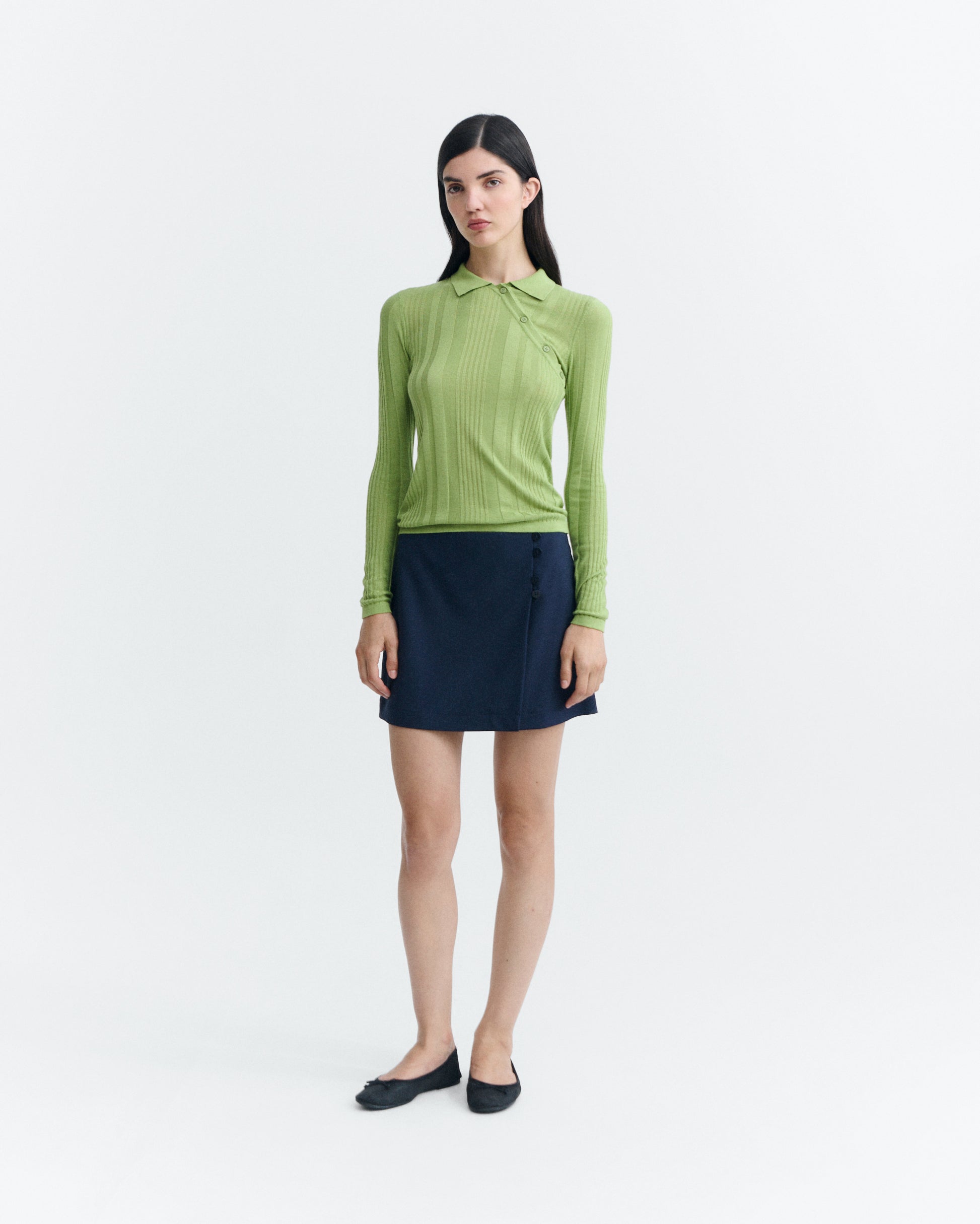 Falda mini lana fría navy Tania sostenible - 1