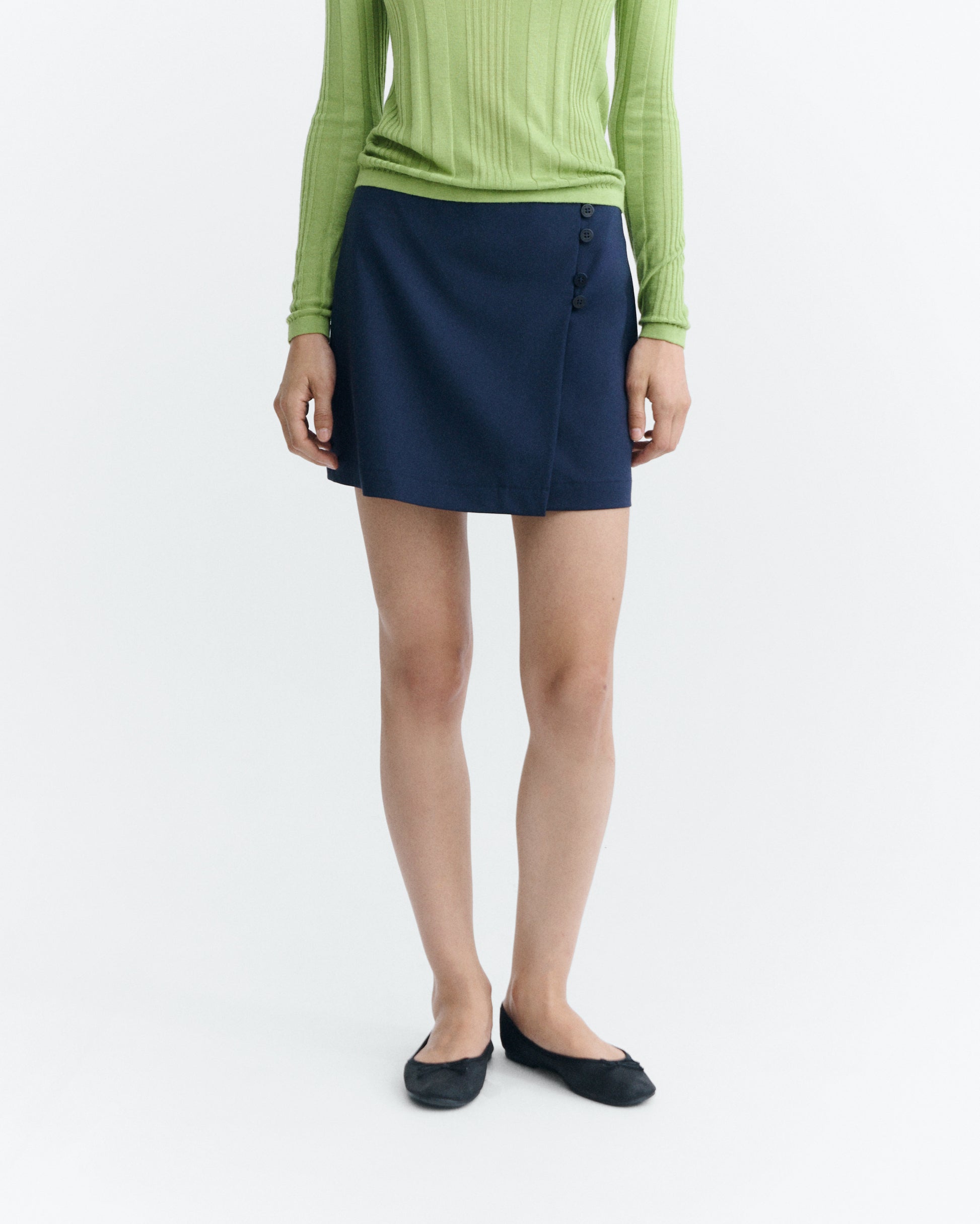 Falda mini lana fría navy Tania sostenible - 2