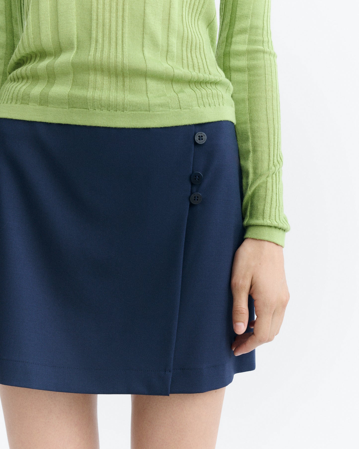 Falda mini lana fría navy Tania sostenible - 3