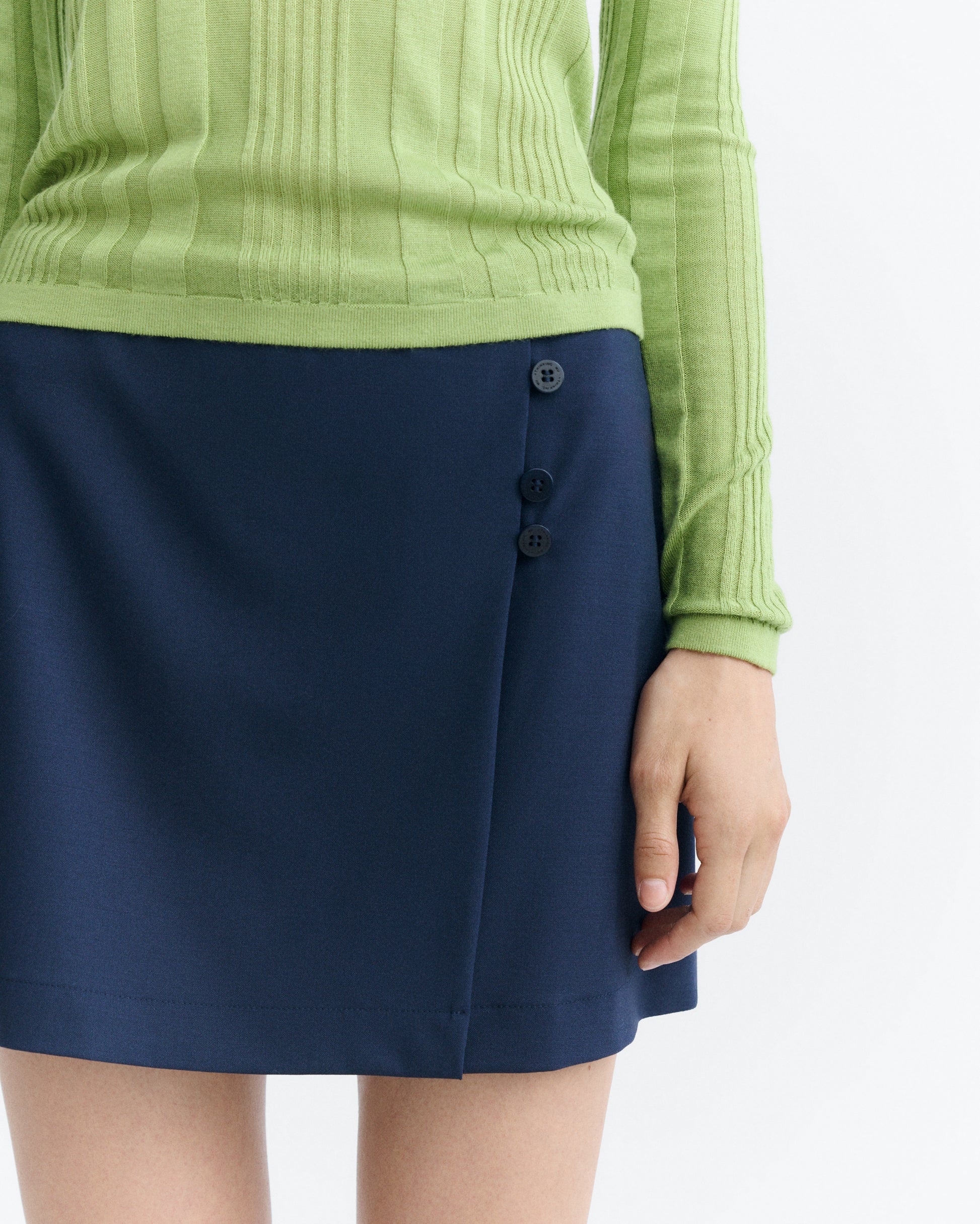 Falda mini lana fría navy Tania sostenible - 3