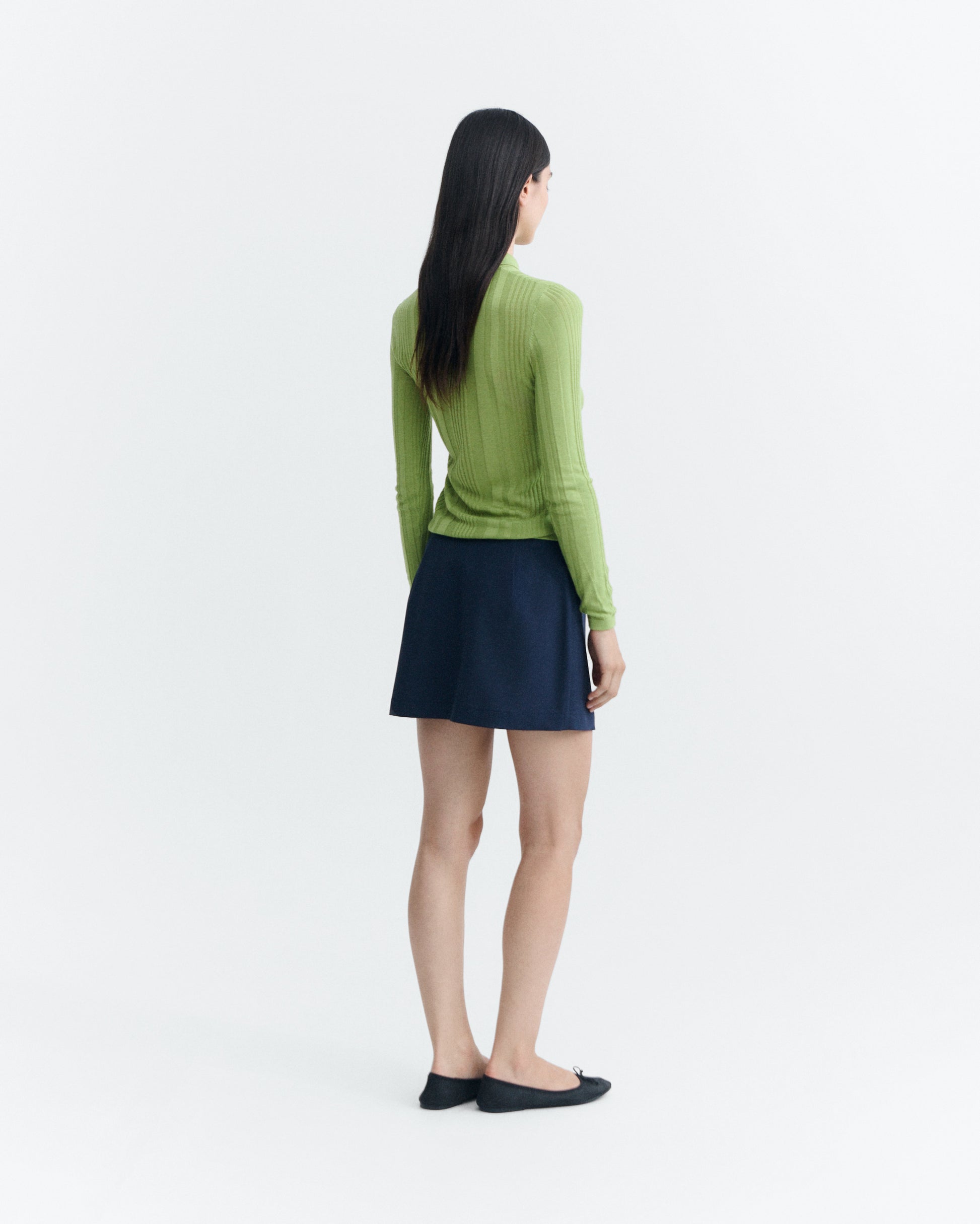 Falda mini lana fría navy Tania sostenible - 4