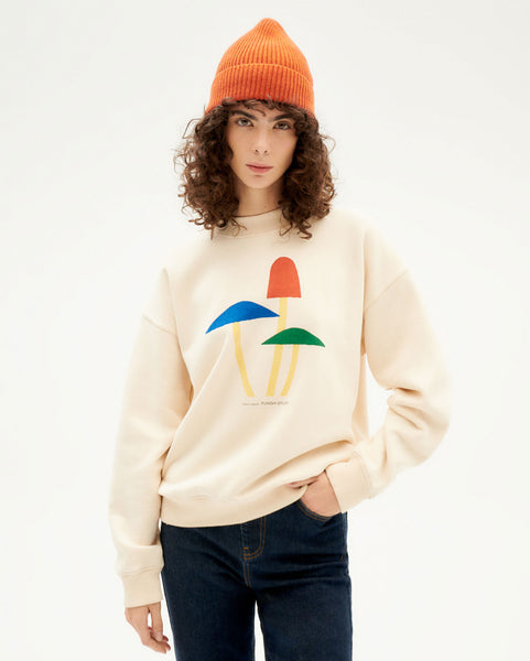 Raw sweatshirt Funghi 3 Wanda organic cotton woman | Thinking MU