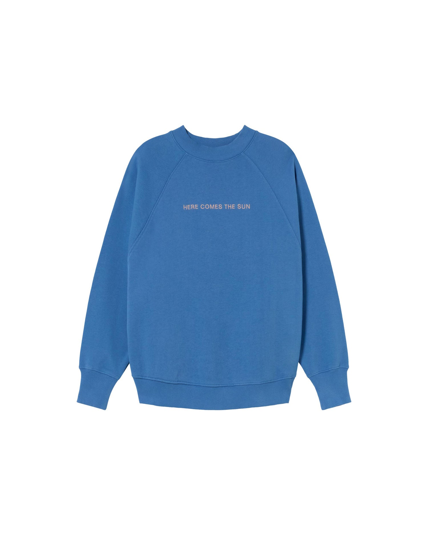 Sudadera azul Here comes the sun sostenible - silueta 1