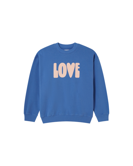 Sudadera azul love sostenible -siluetax