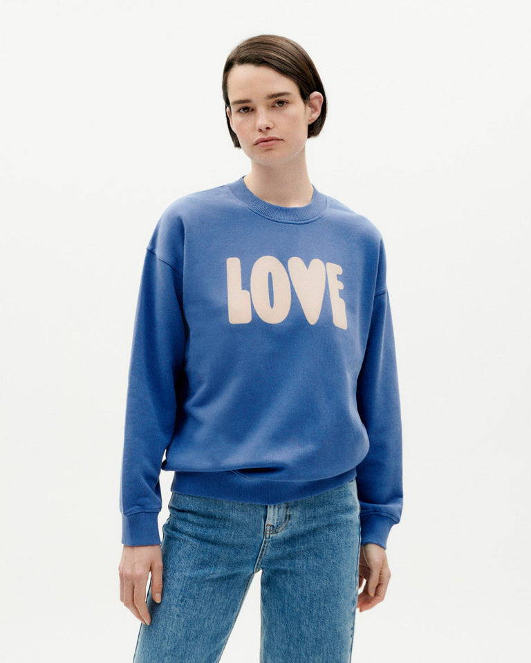 Sudadera azul love sostenible -1