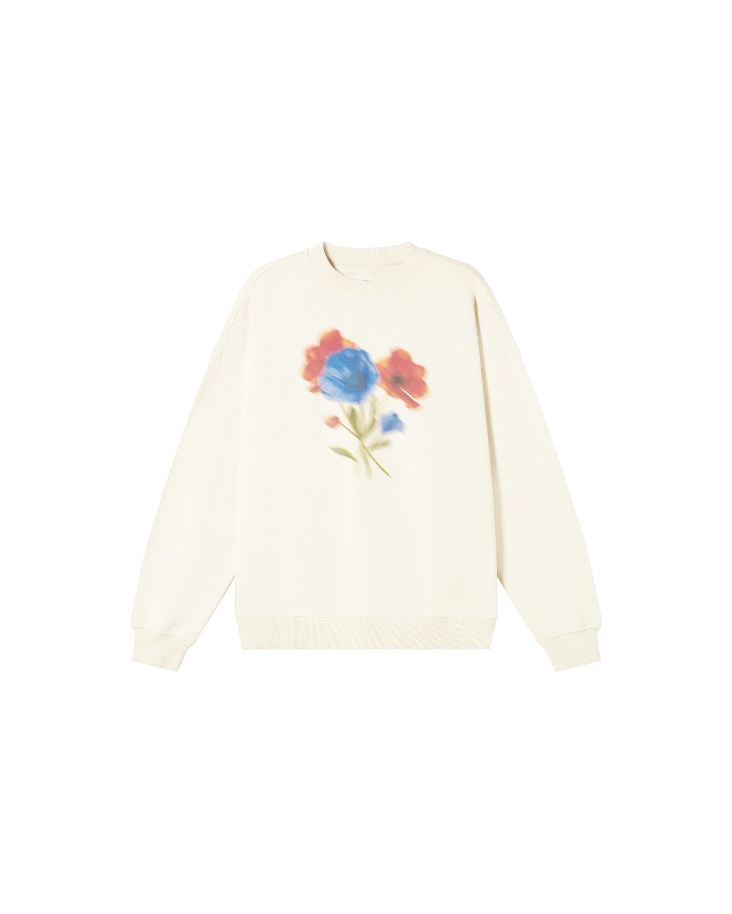Sudadera blanca blurry flower Jimena sostenible - silueta 1