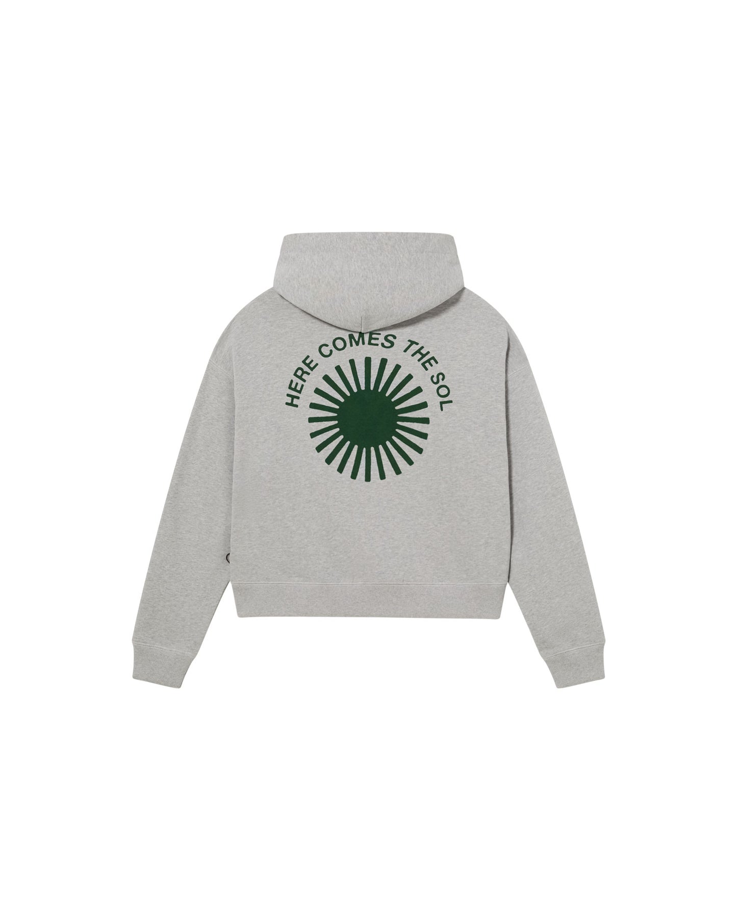 Sudadera gris con capucha retro sol Valeria sostenible - silueta 2