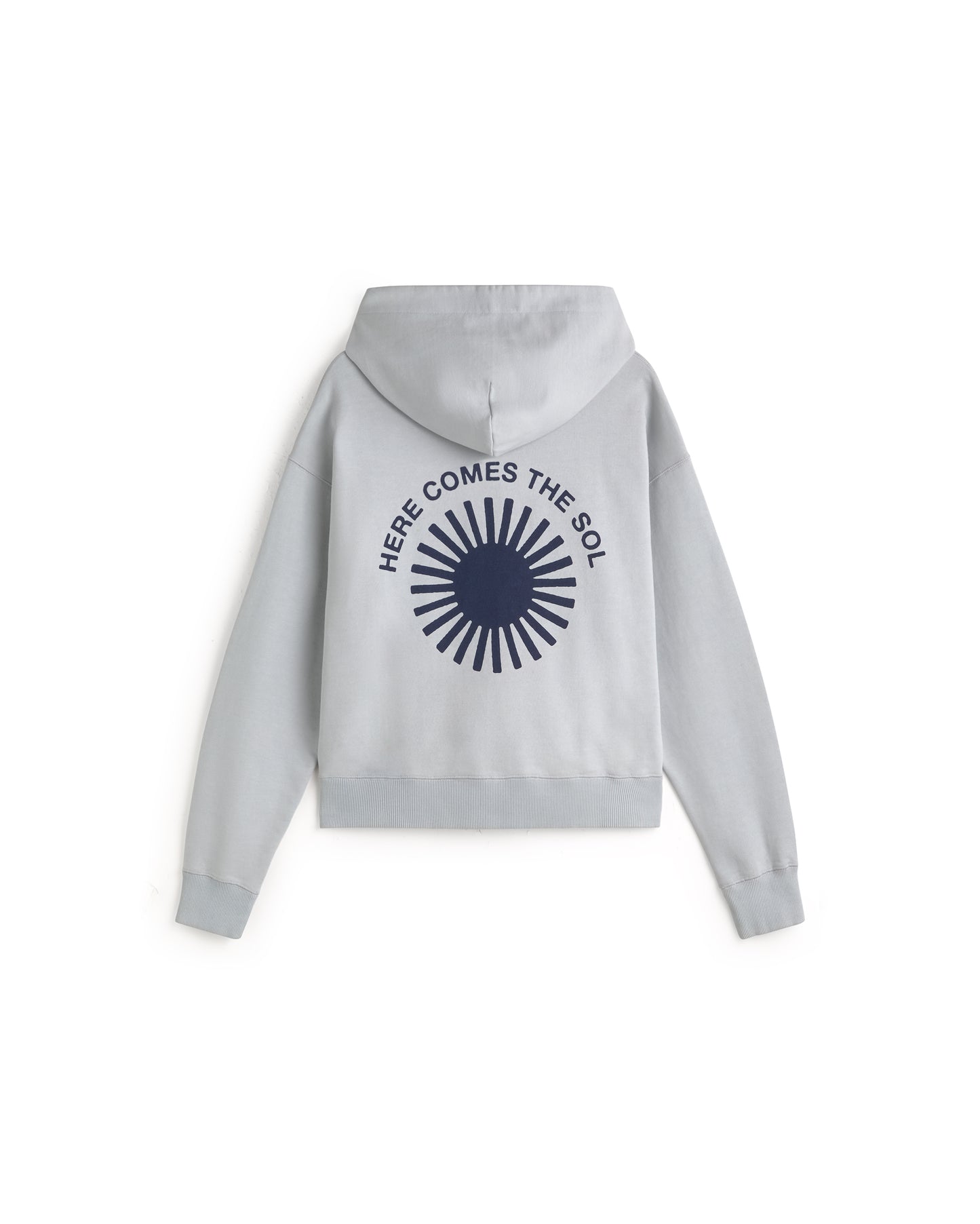 Hoodie azul sol azul oscuro espalda Valeria sostenible silueta - 3