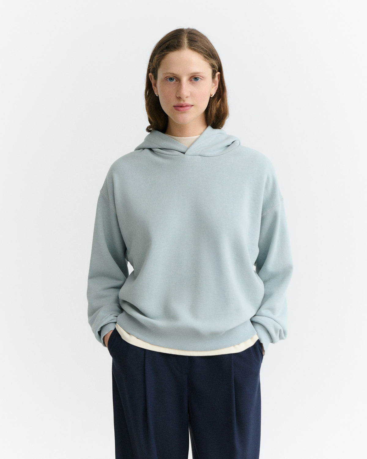 Hoodie azul sol azul oscuro espalda Valeria sostenible - 3