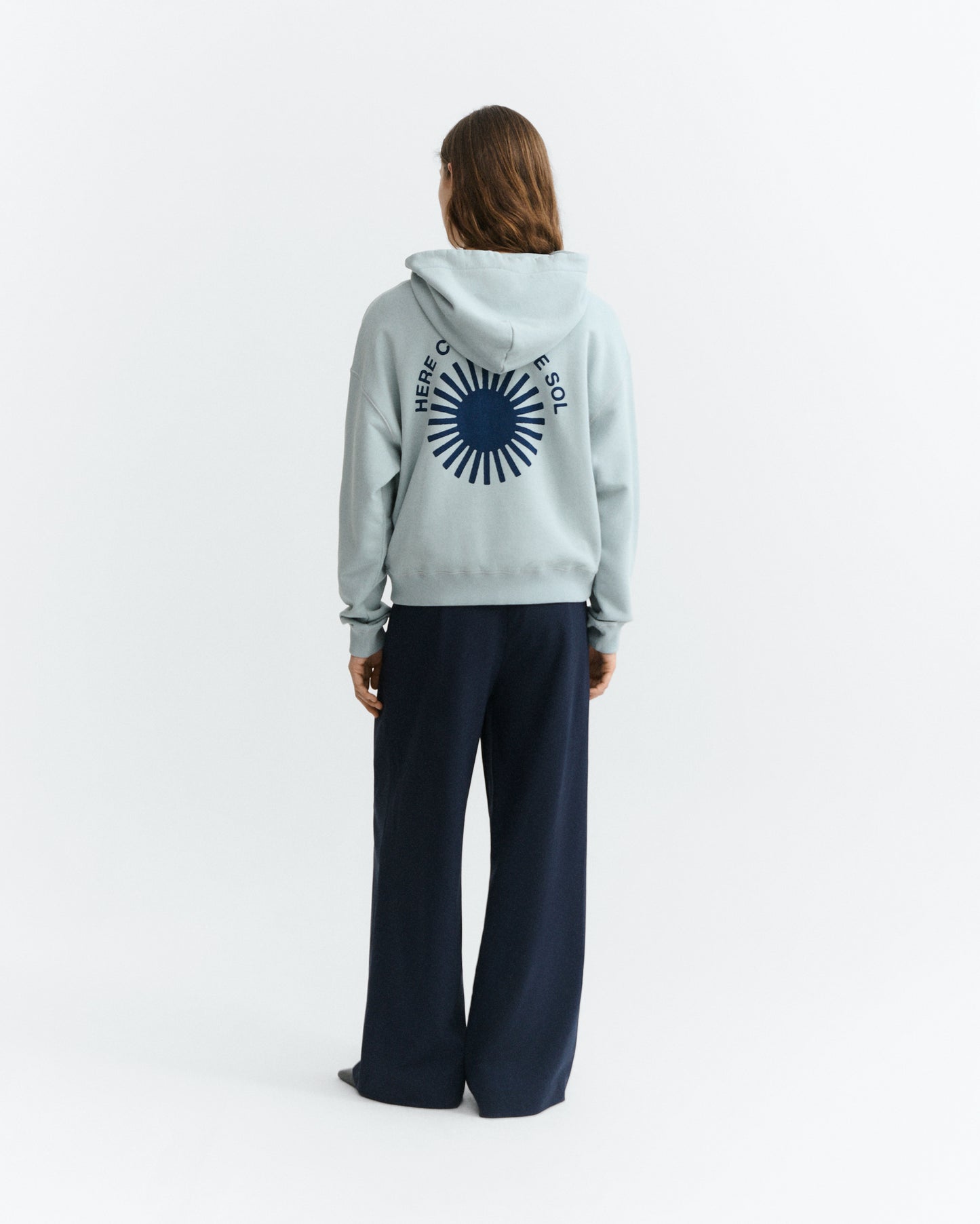Hoodie azul sol azul oscuro espalda Valeria sostenible - 5