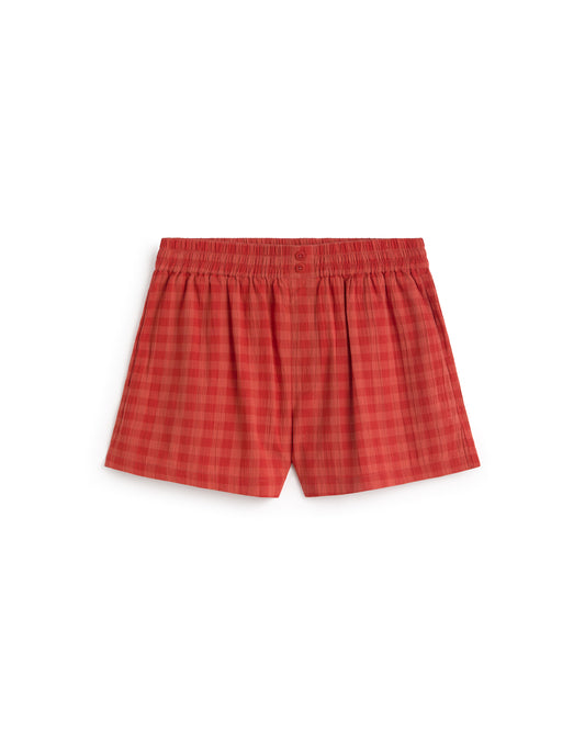 Shorts seersucker rojo Geraldine sostenible silueta - 1
