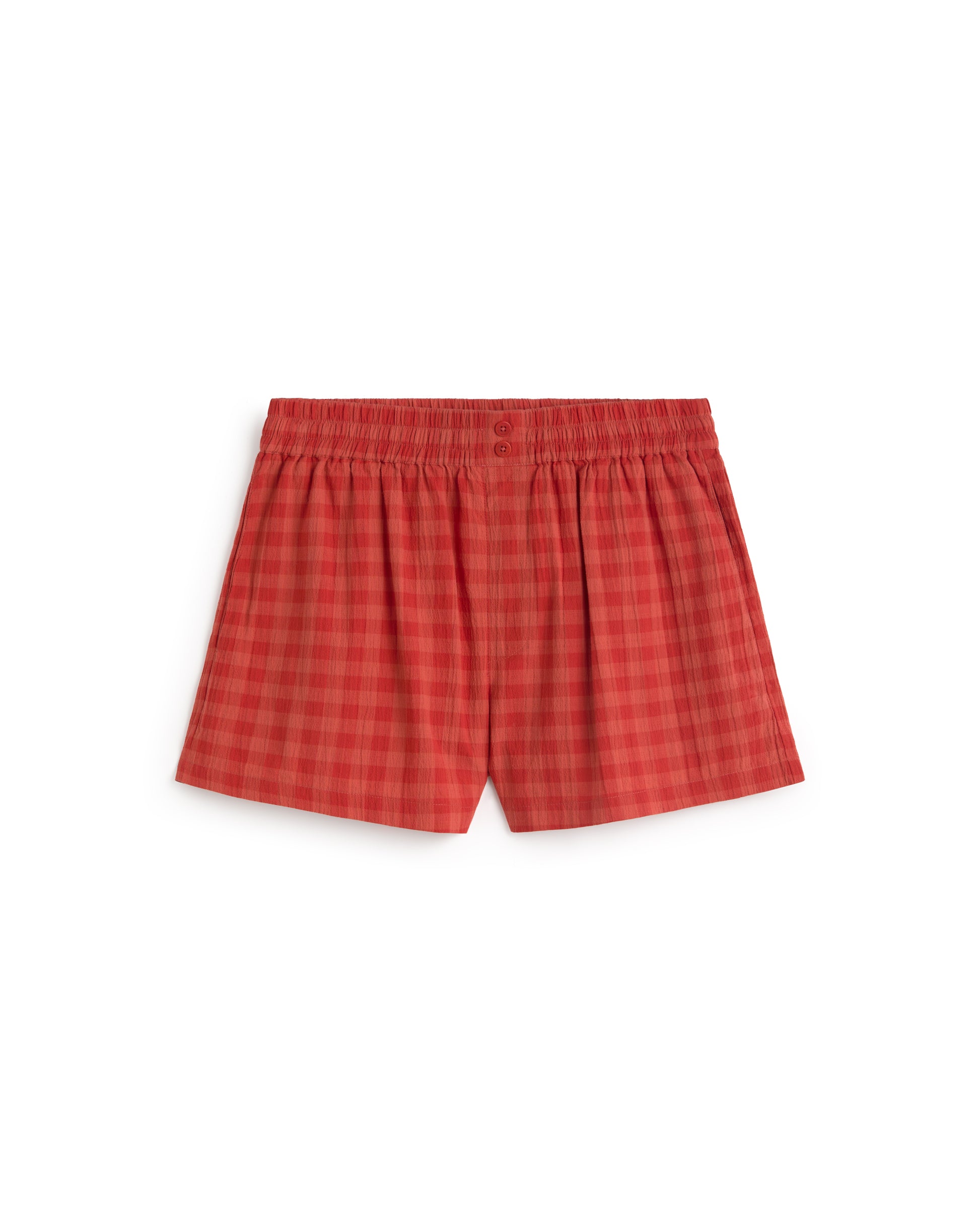 Shorts seersucker rojo Geraldine sostenible silueta - 1
