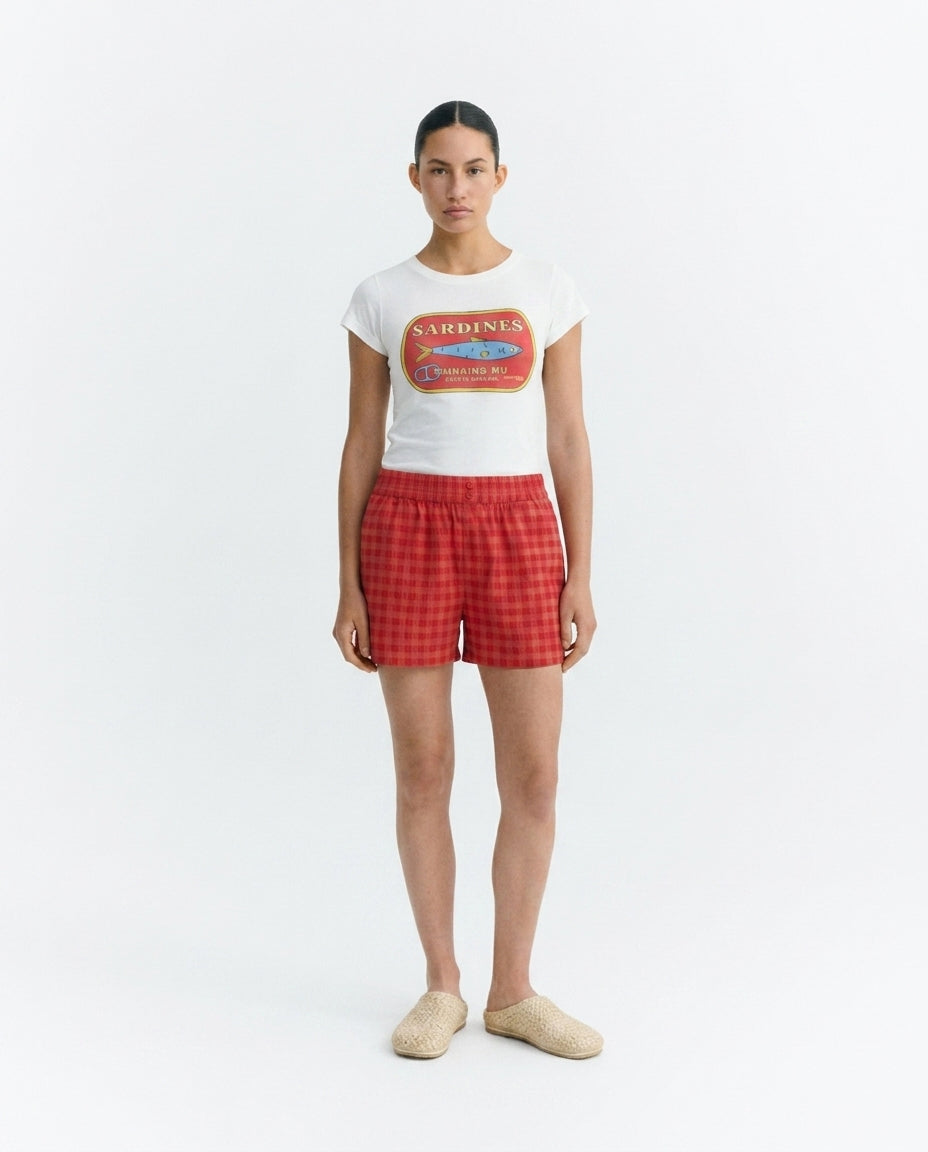 Short en seersucker rouge Geraldine