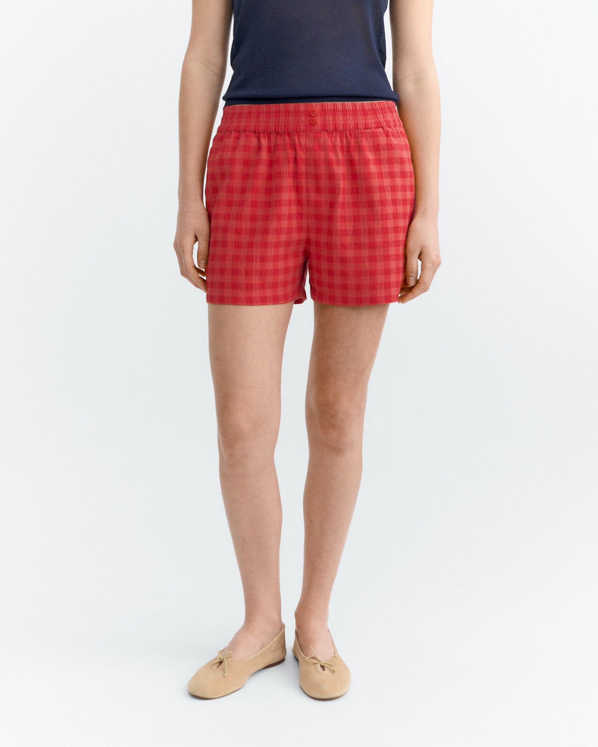 Shorts seersucker rojo Geraldine sostenible - 2