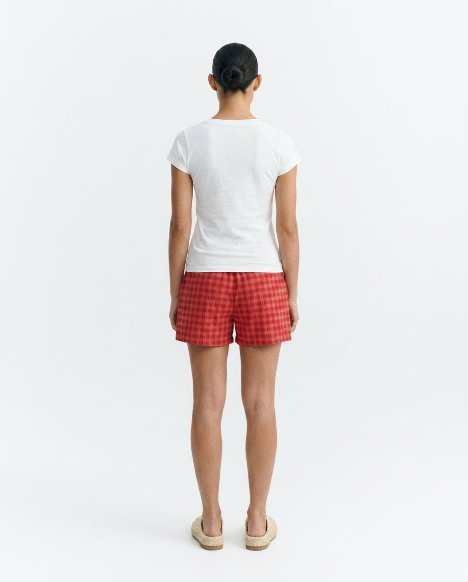 Short en seersucker rouge Geraldine
