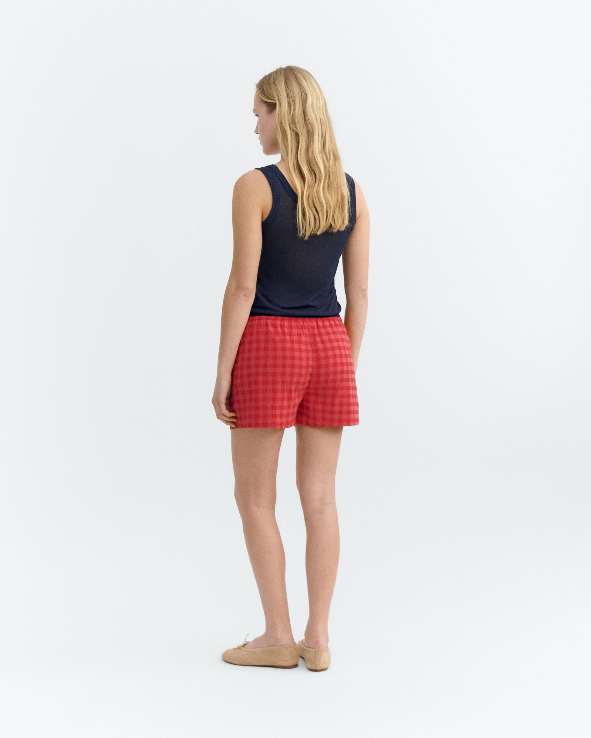 Shorts seersucker rojo Geraldine sostenible - 4