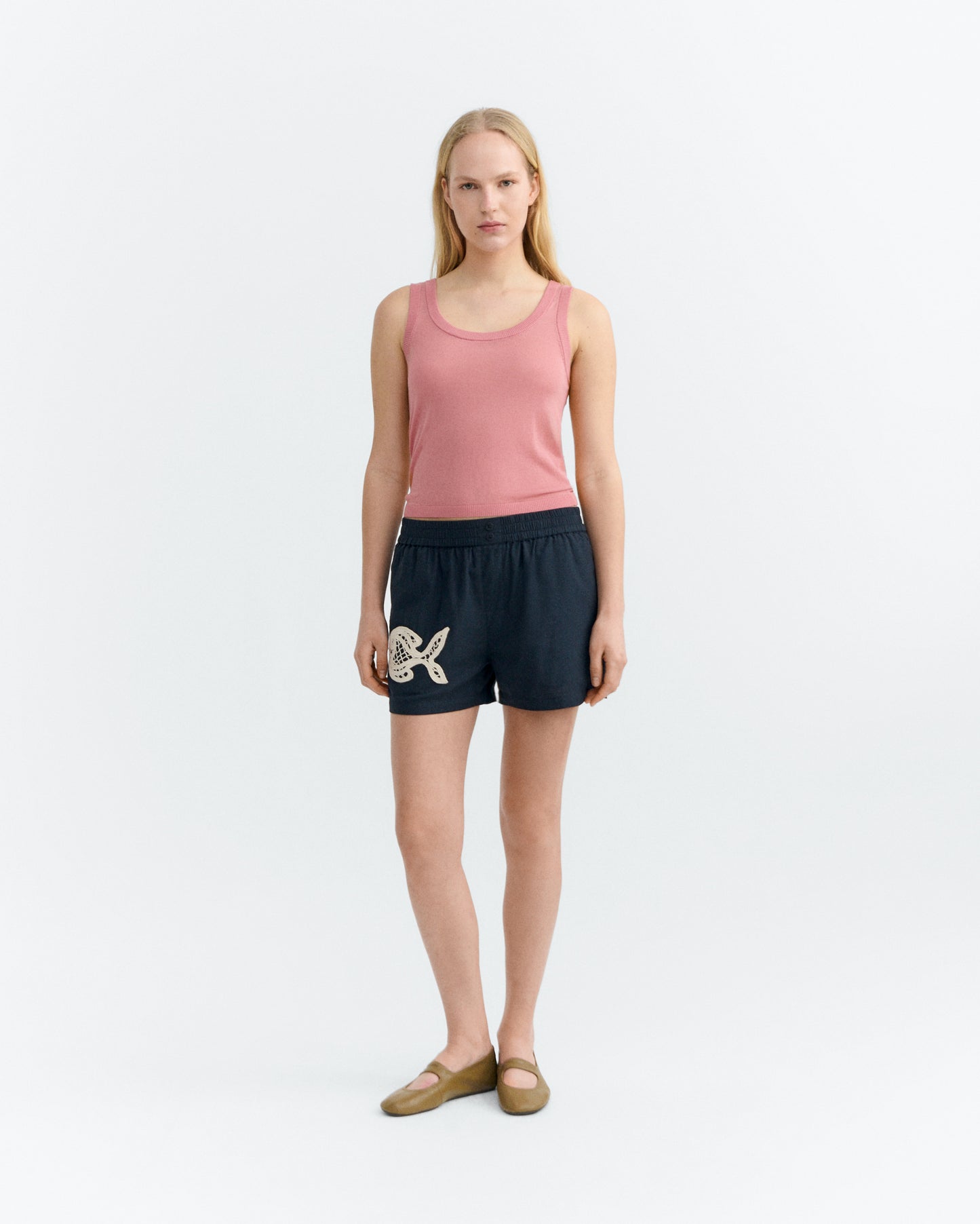 Shorts bordado a mano fish Geraldine sostenible - 1