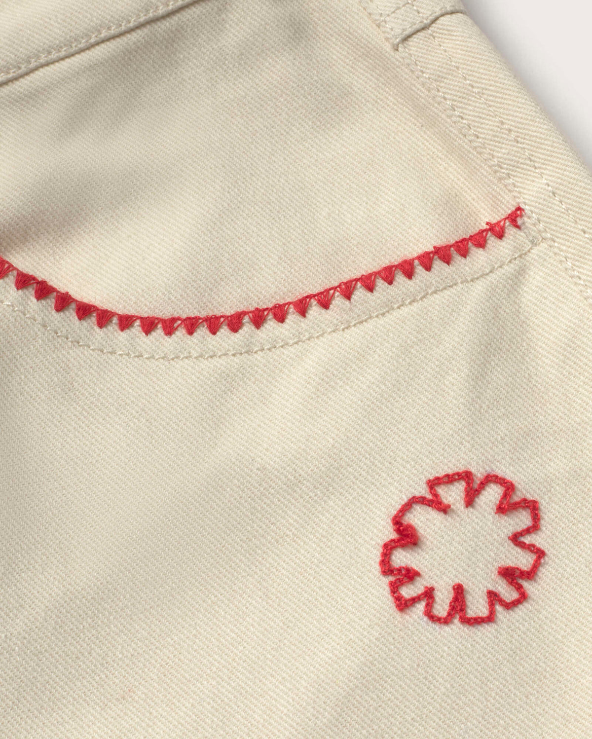 Shorts crudo ribete bordado a mano Luisa sostenible silueta - 2