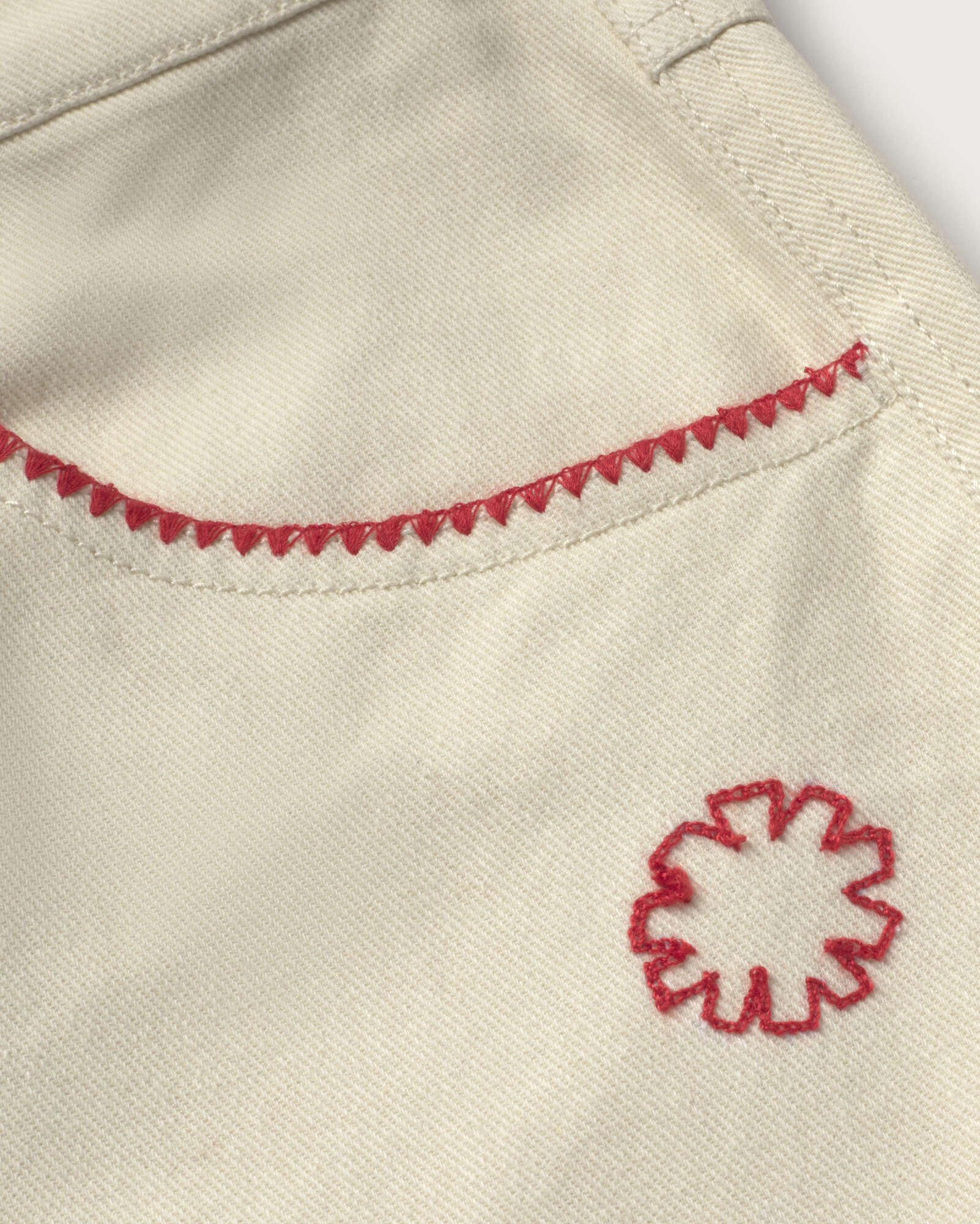 Shorts crudo ribete bordado a mano Luisa sostenible silueta - 2