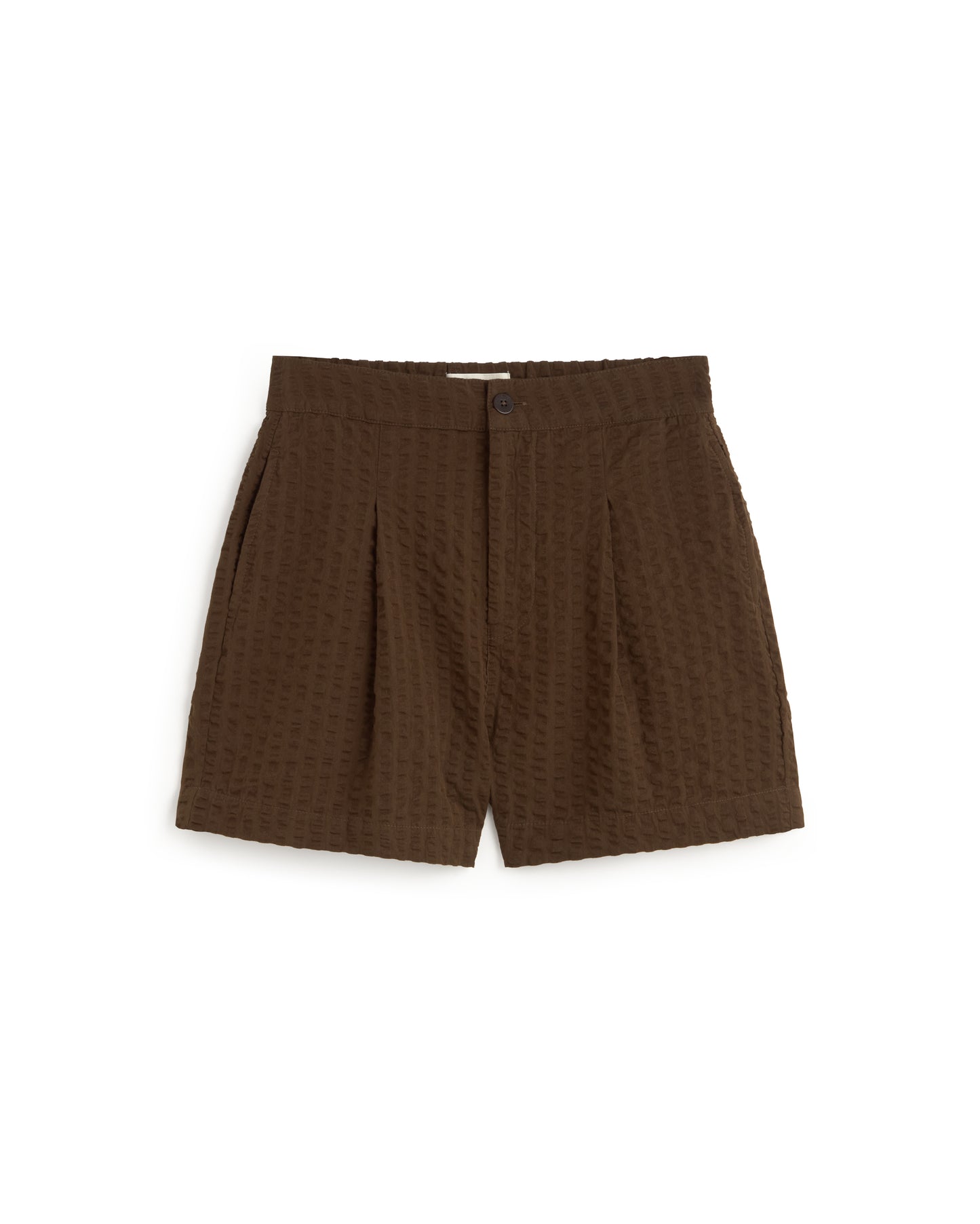 Shorts seersucker marrón Narciso sostenible silueta - 1
