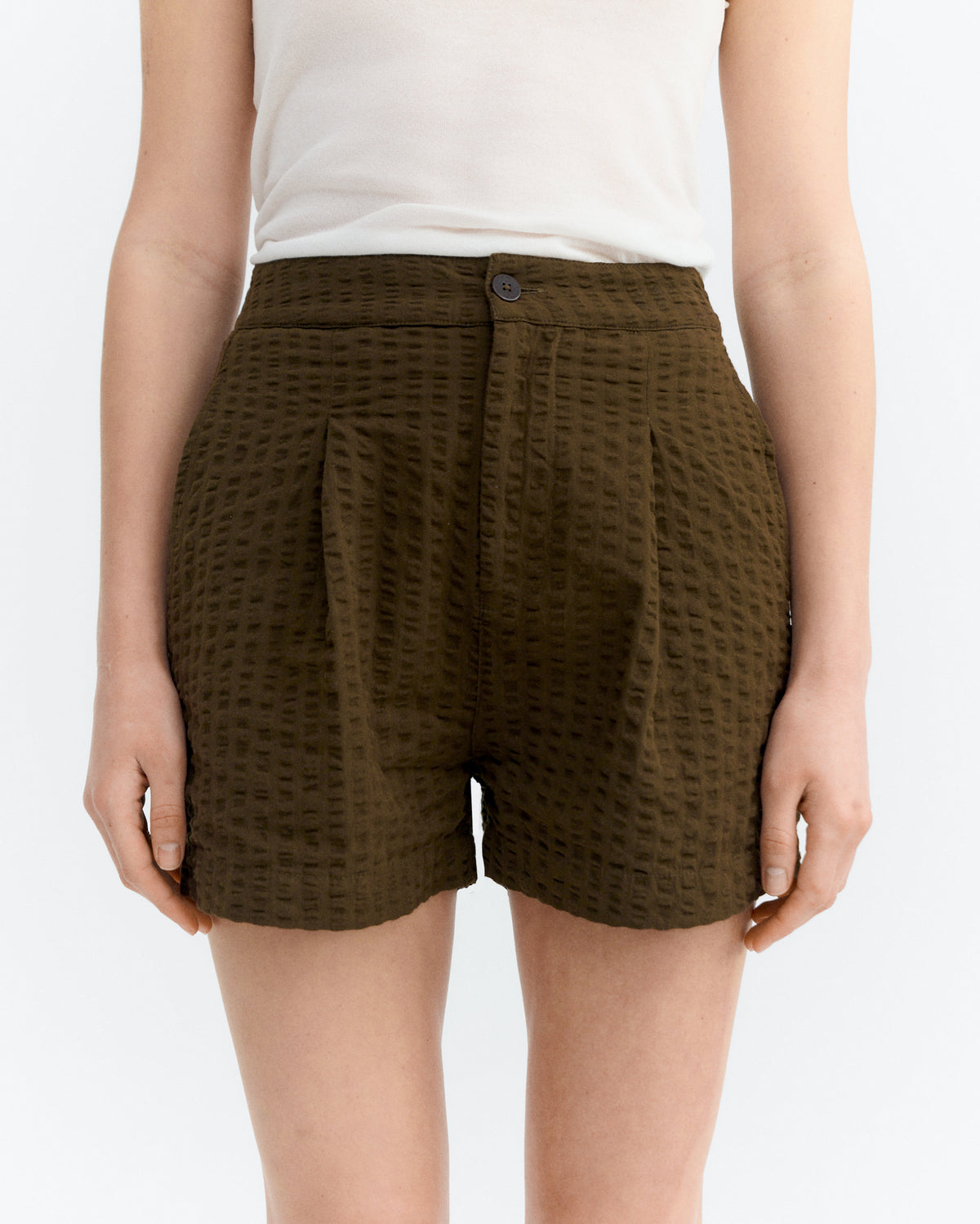 Shorts seersucker marrón Narciso sostenible - 3