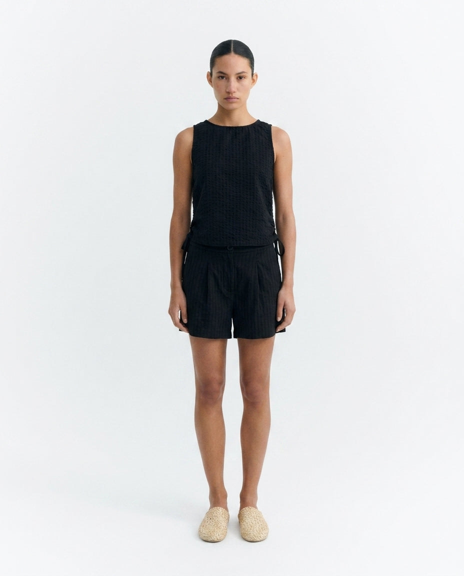 Schwarze Seersucker-Shorts von Narciso