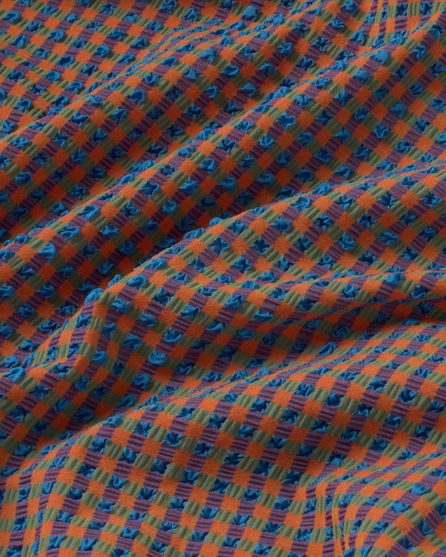 Bañador seersucker naranja y azul Amalfi sostenible silueta - 2