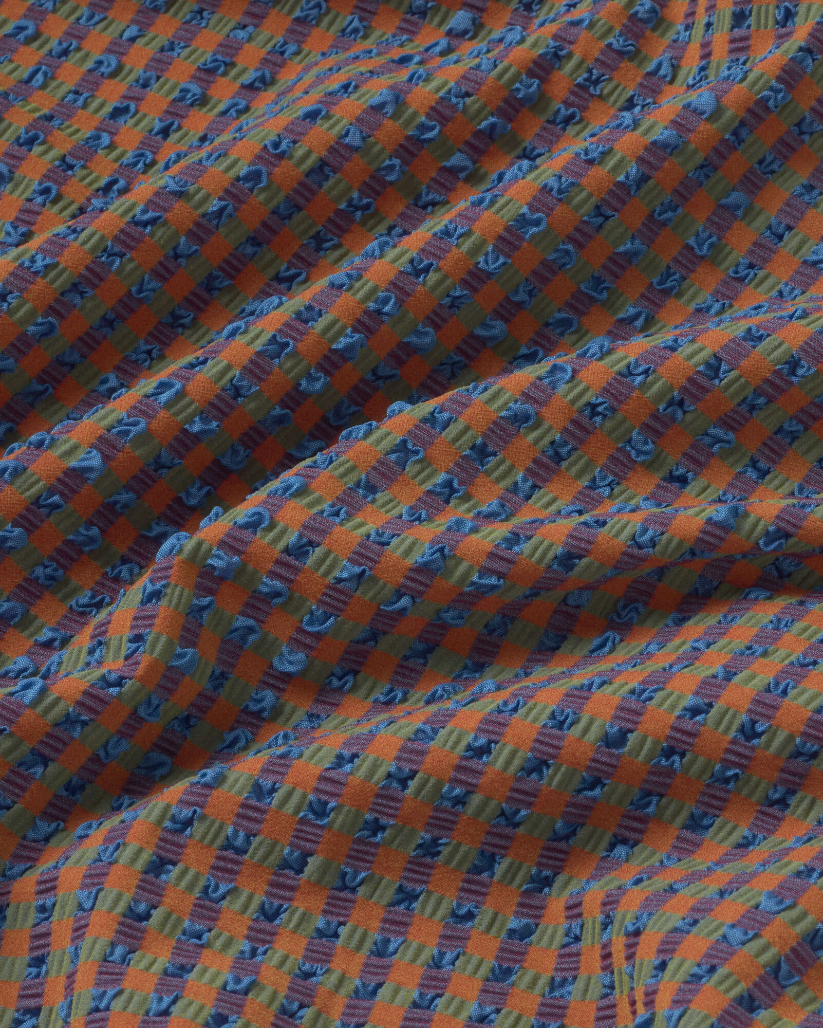 Bañador seersucker naranja y azul Amalfi sostenible silueta - 2