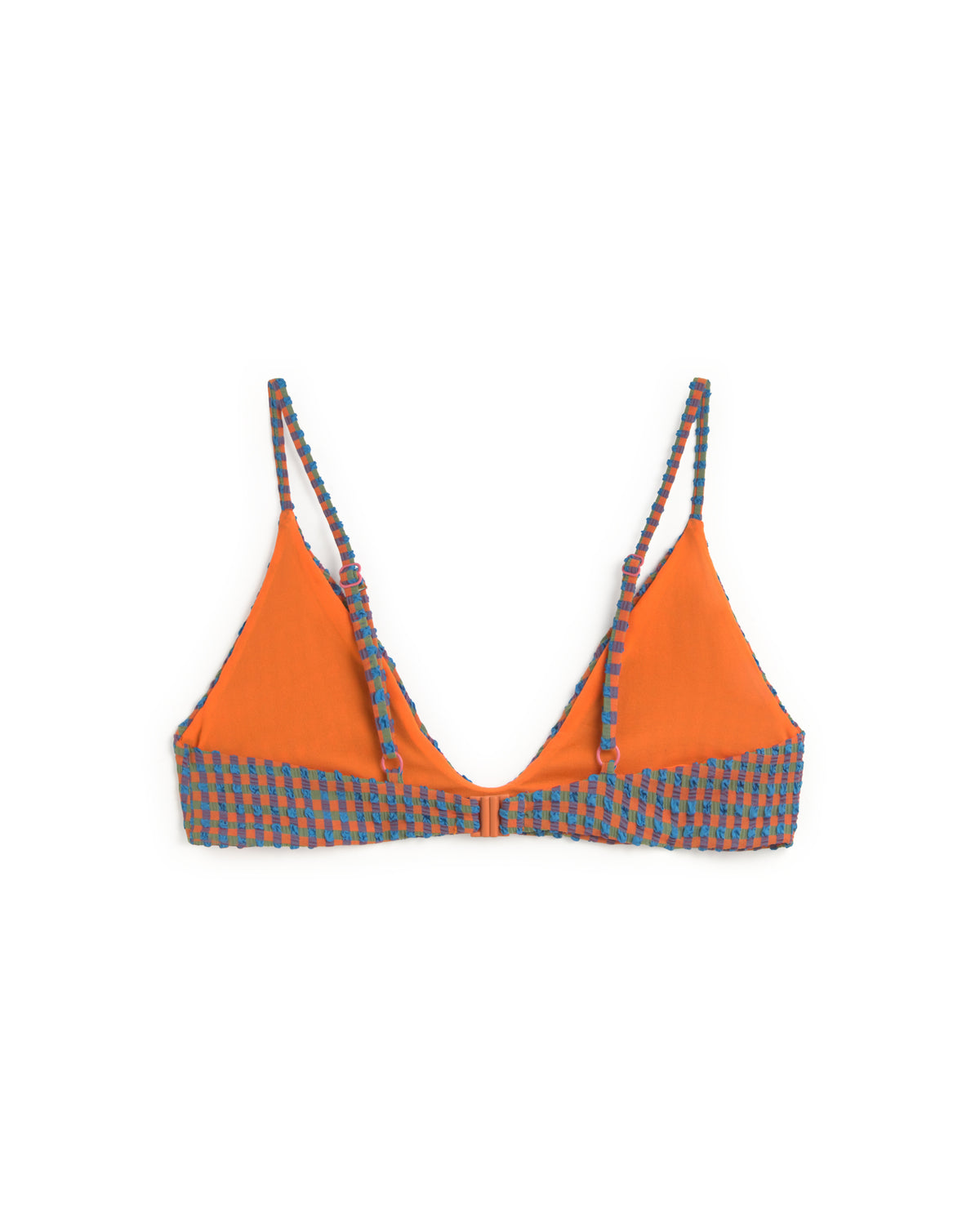 Top bikini seersucker naranja y azul Positano sostenible silueta - 3